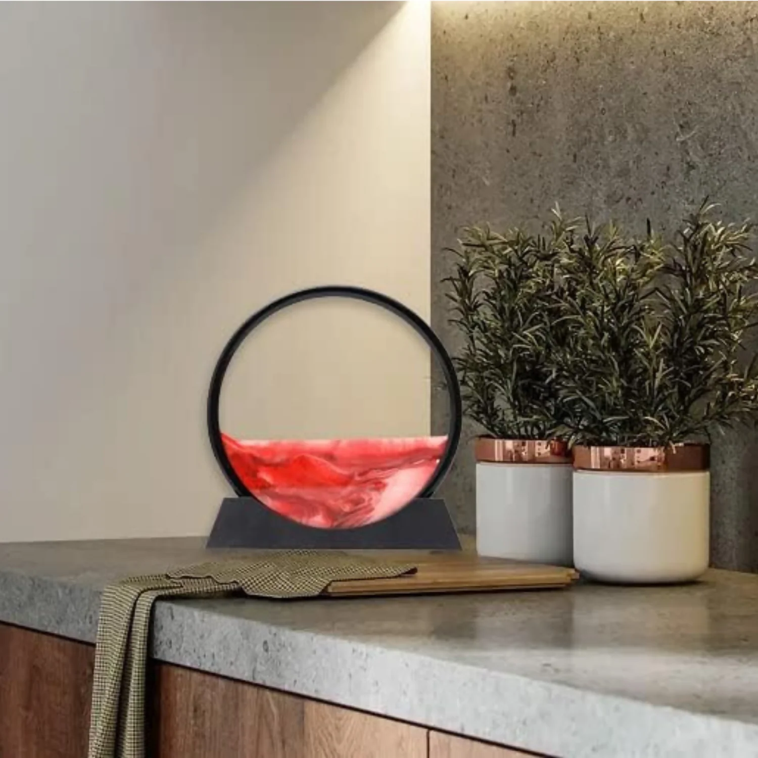 Premium Round Rotating Moving Sand Art Frame for Home & Office Décor | Mesmerizing Flowing Sand Picture with Elegant Black Stand | Relaxing Desktop Motion Showpiece for Living Room, Bedroom & Work Desk | Unique Stress-Relief Gift for All Occasions - Image 4