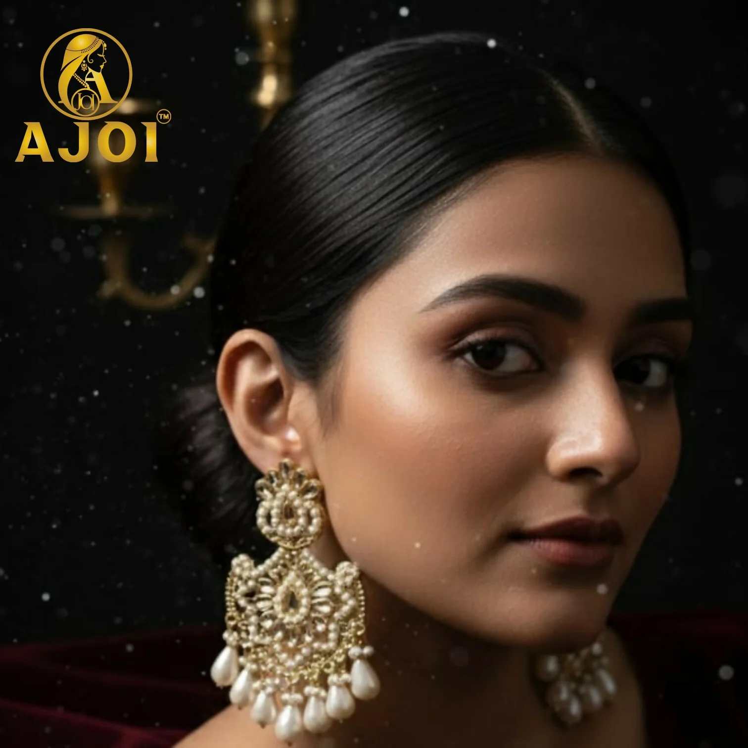 Premium Royal Pearl Chandbali Earrings with Elegant Traditional Designer Finish - Image 2