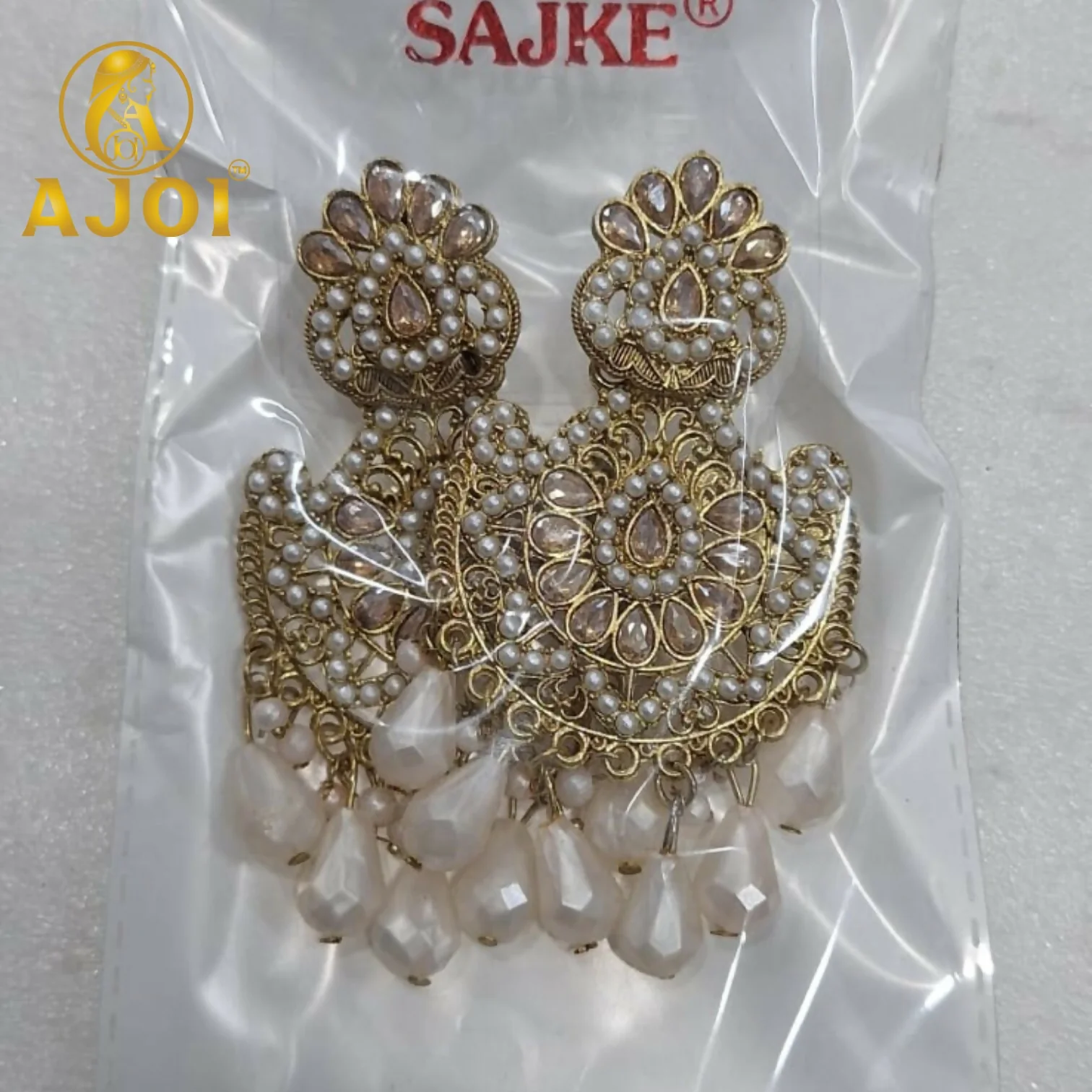 Premium Royal Pearl Chandbali Earrings with Elegant Traditional Designer Finish - Image 5
