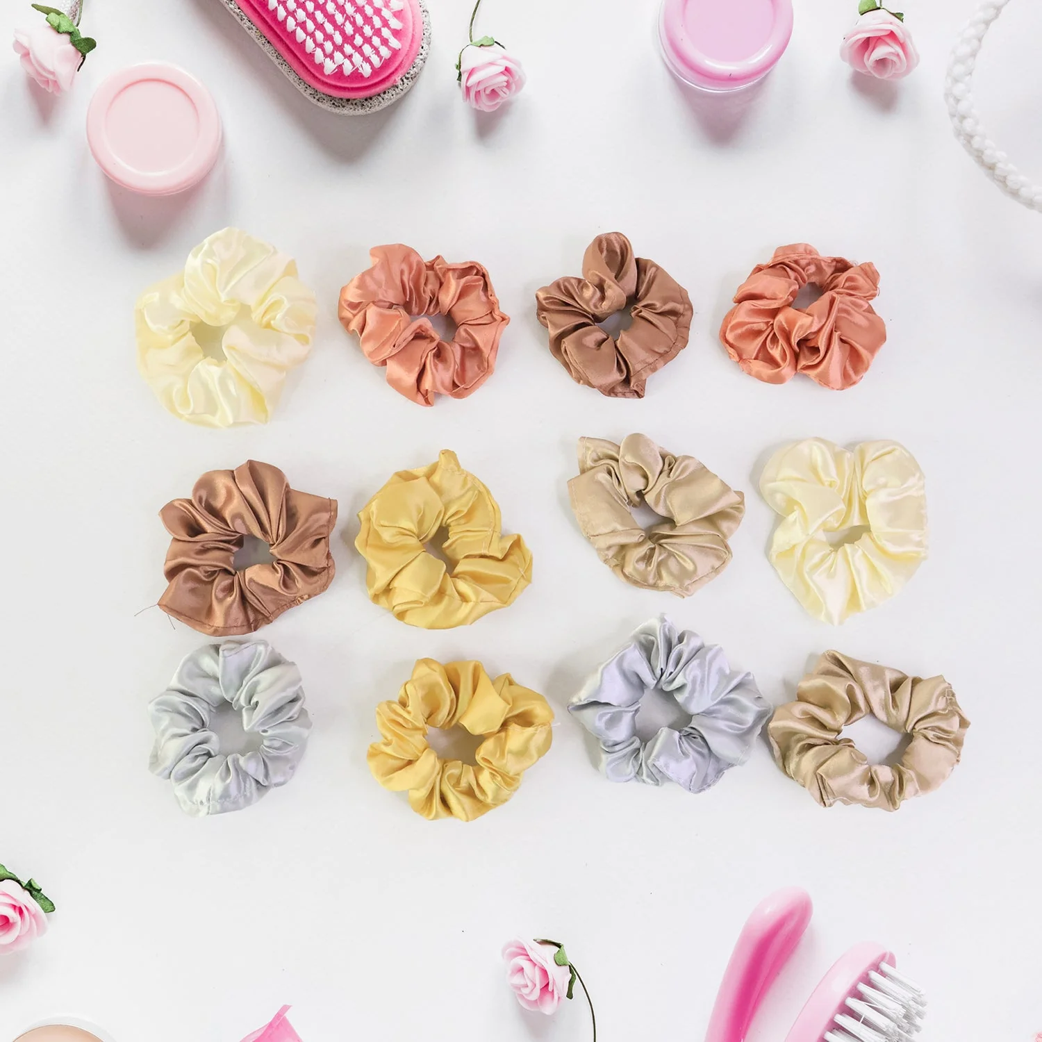 Premium Satin Hair Scrunchies / Elastic Hair Ties for Women & Girls (12 Pc) - Image 3