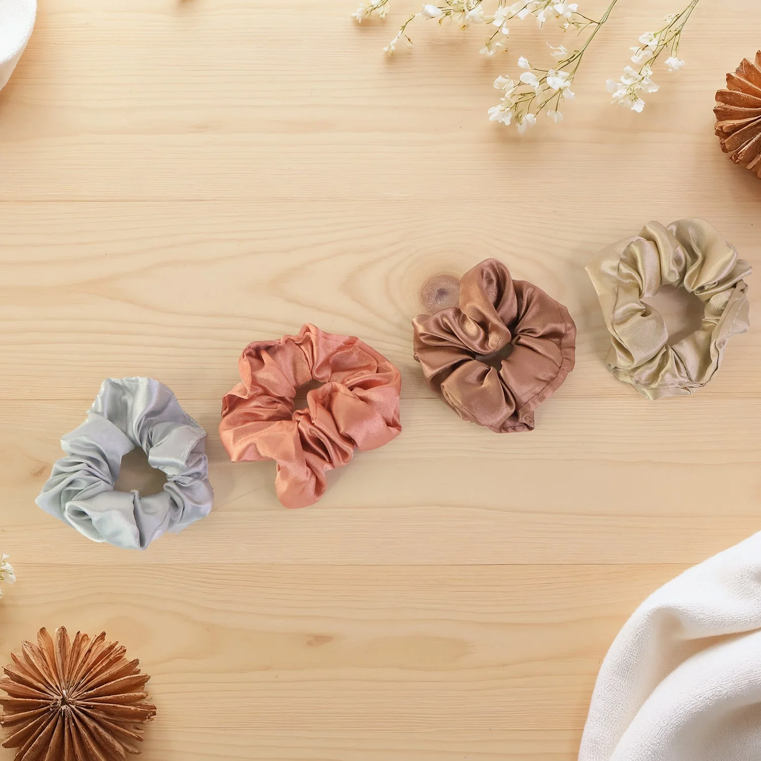 Premium Satin Hair Scrunchies / Elastic Hair Ties for Women & Girls (12 Pc) - Image 4