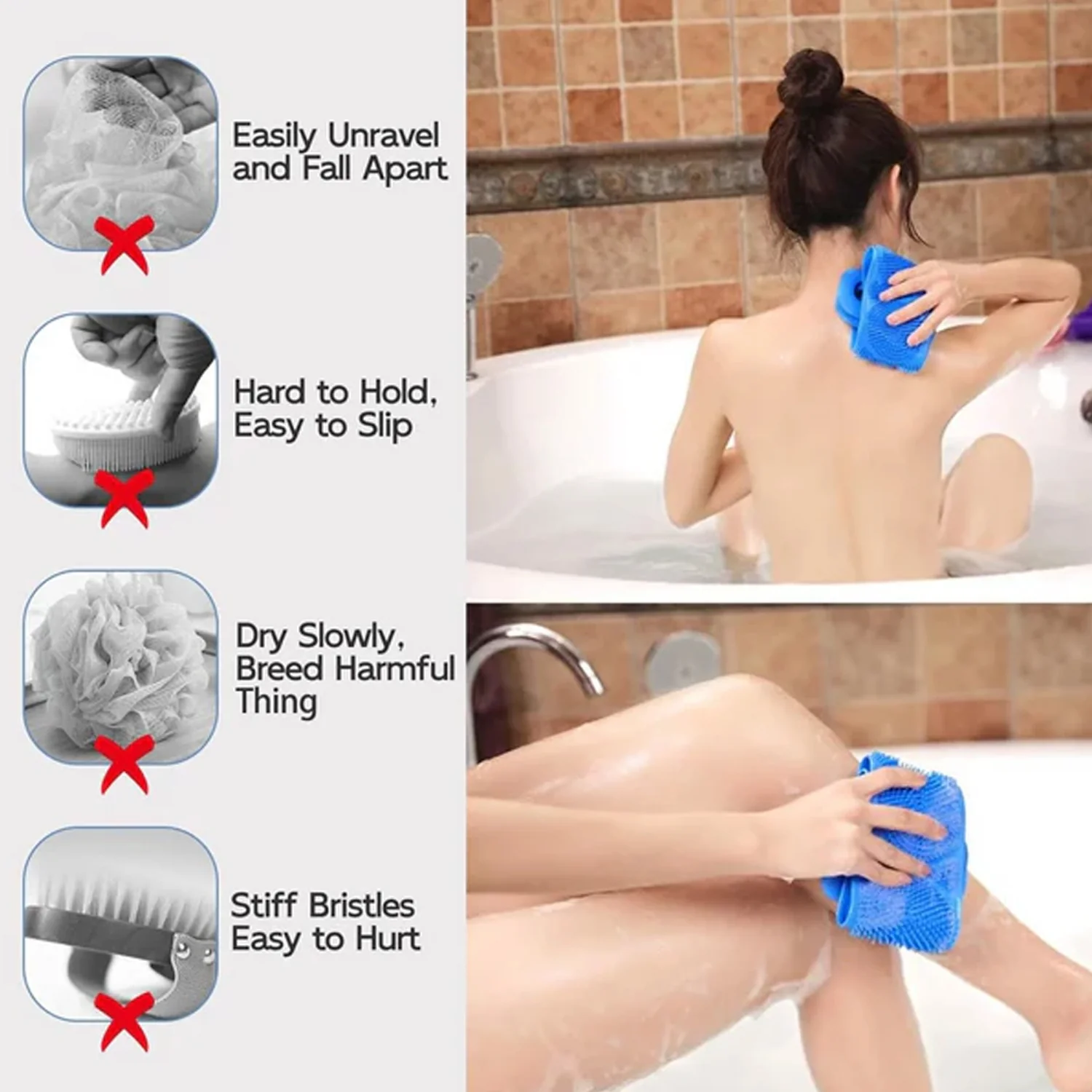 Premium Silicone Back Scrubber Belt – Body Exfoliating Bath Brush - Image 6