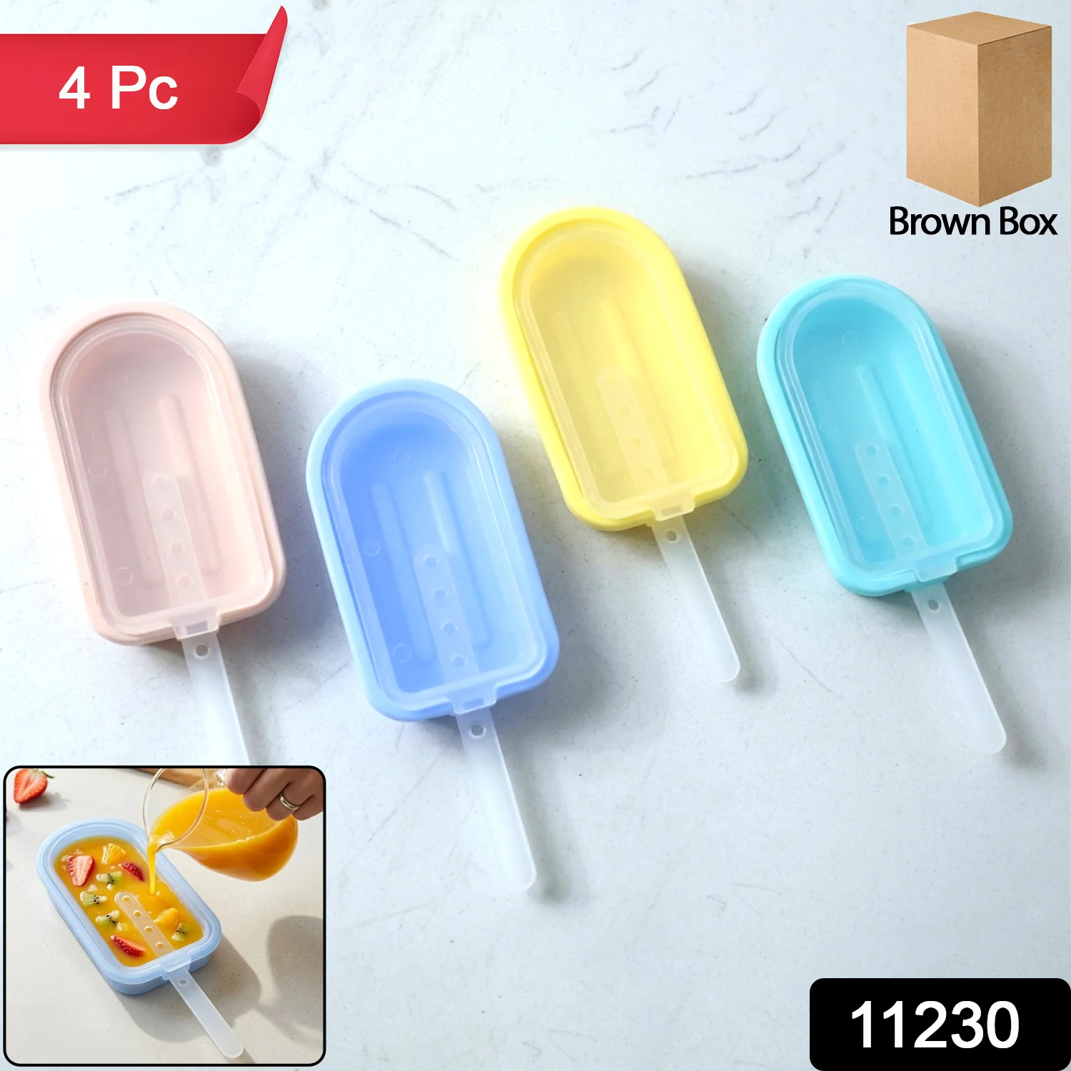 Premium Silicone Ice Cream Popsicle Mold Set 4 Pc - Image 2