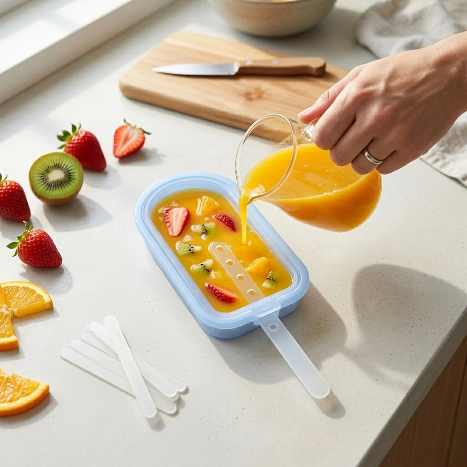 Premium Silicone Ice Cream Popsicle Mold Set 4 Pc - Image 3
