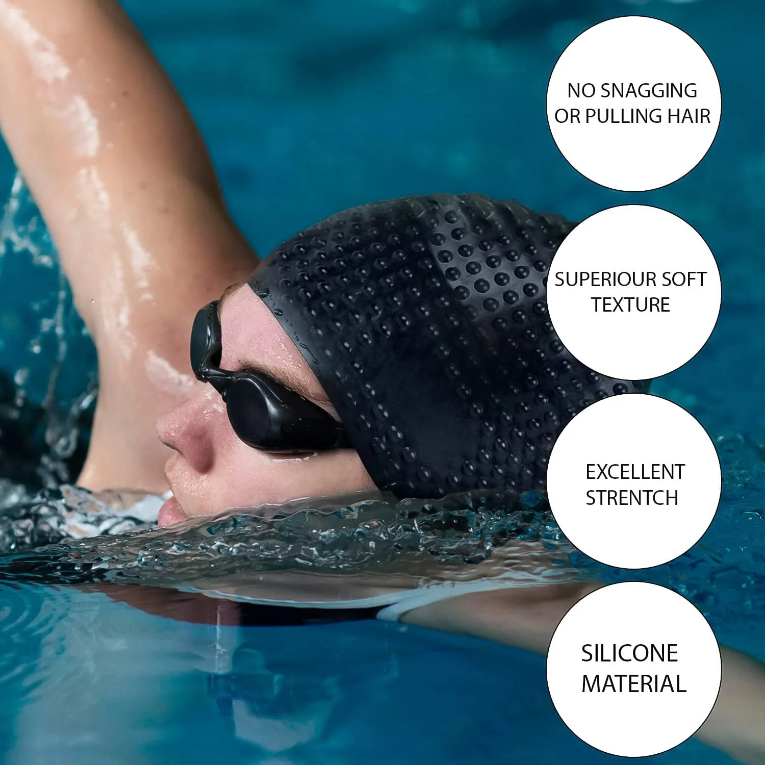 Konex Premium Silicone Waterproof Swimming Cap (1 Pc) - Image 6