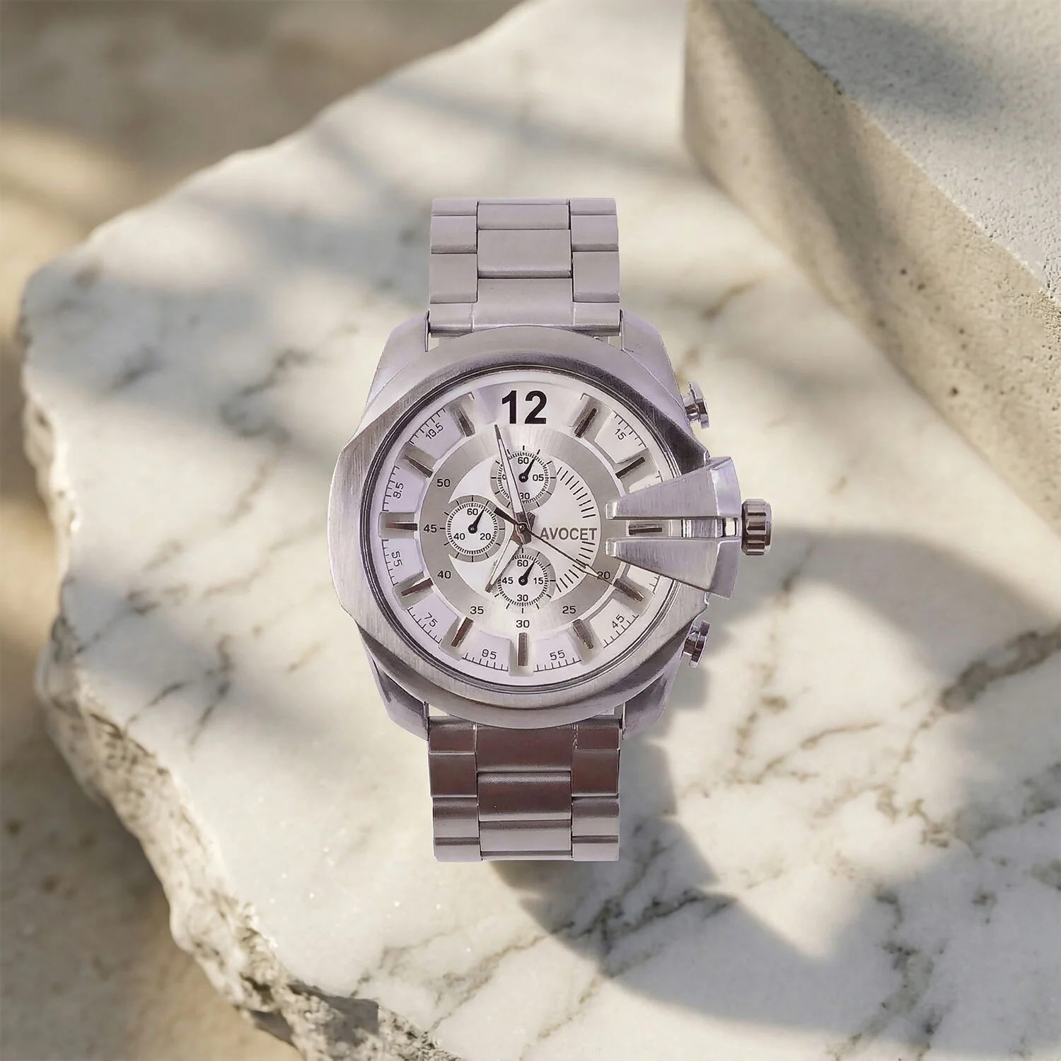 Premium Silver Analog Chronograph Style Wrist Watch for Men - Image 2