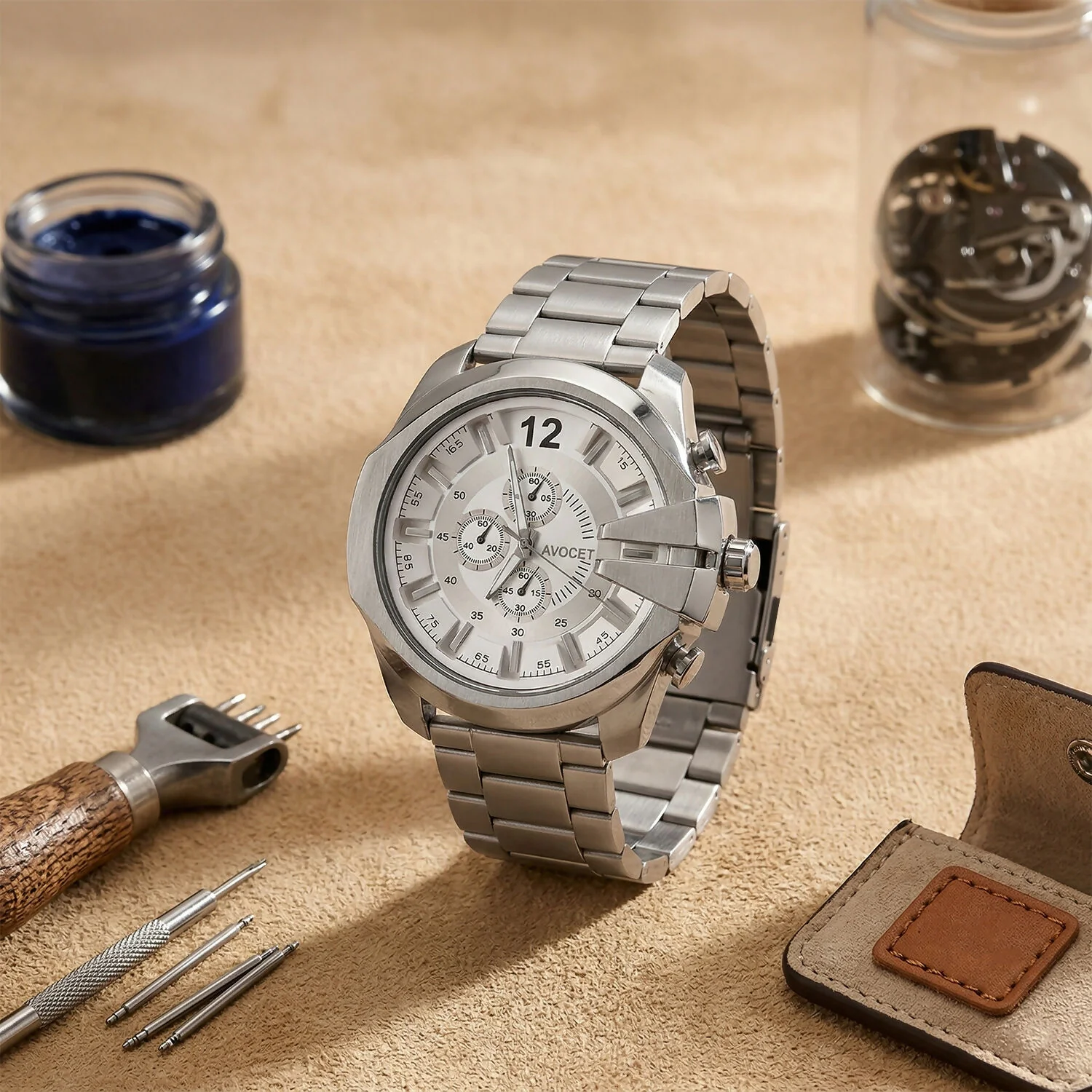 Premium Silver Analog Chronograph Style Wrist Watch for Men - Image 3