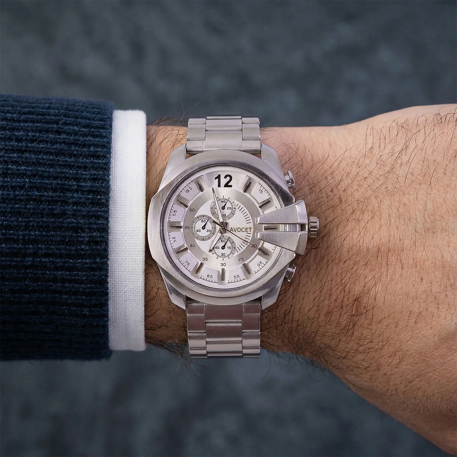 Premium Silver Analog Chronograph Style Wrist Watch for Men - Image 4