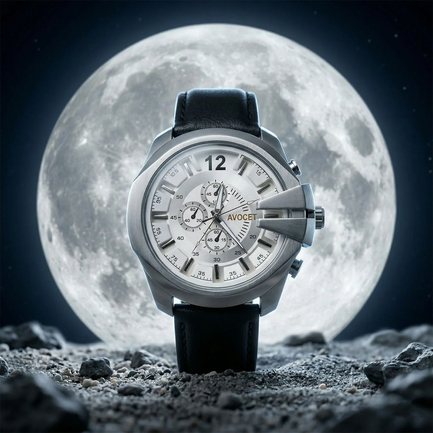 Premium Silver Chronograph Style Analog Wrist Watch with Black Strap for Men - Image 3