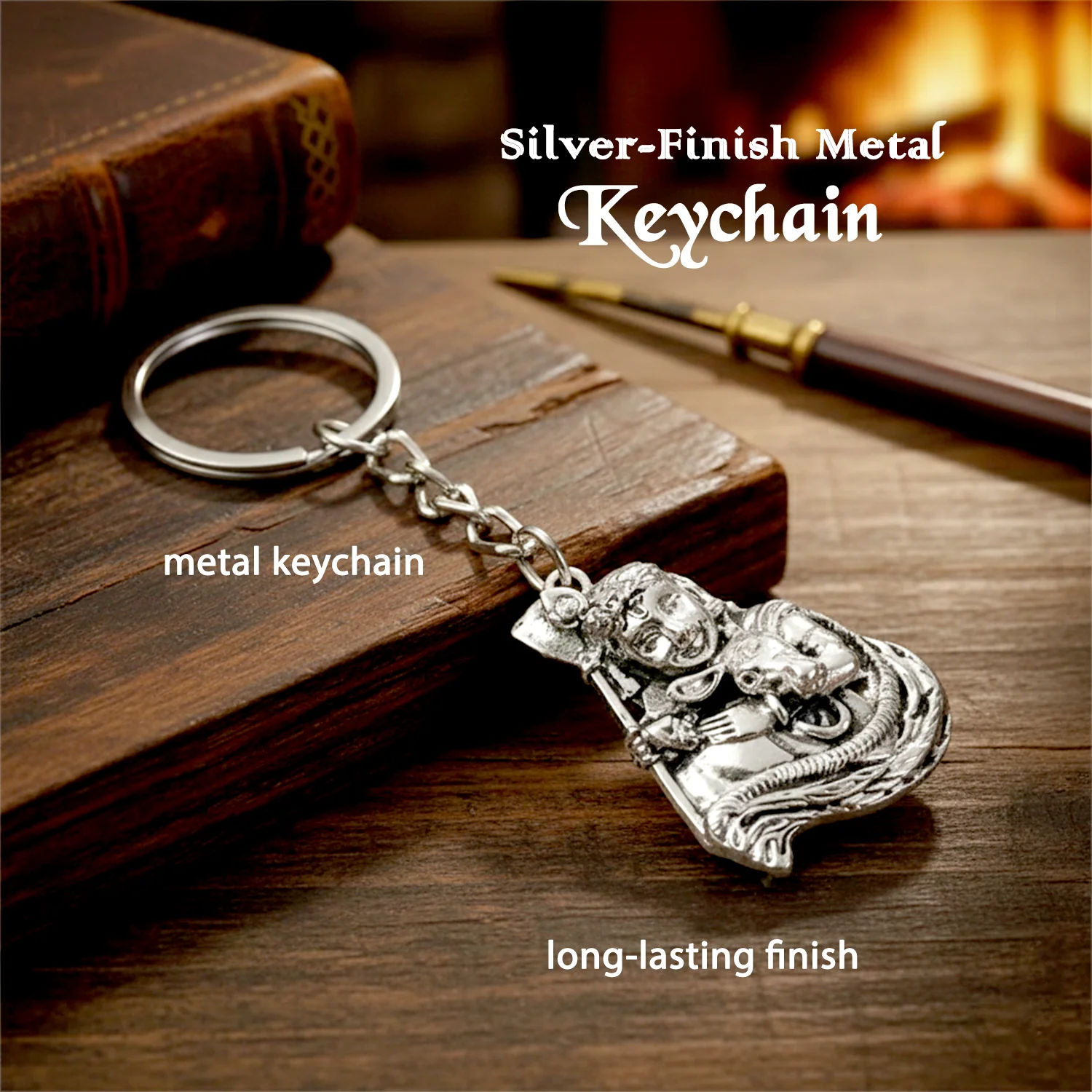 Premium Silver-Finish Metal Keychain (1 Pc) - Image 4