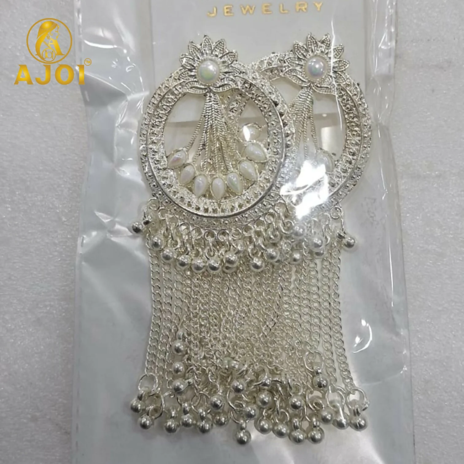 Premium Silver Floral Chain Tassel Earrings with Elegant Drop Design - Image 5