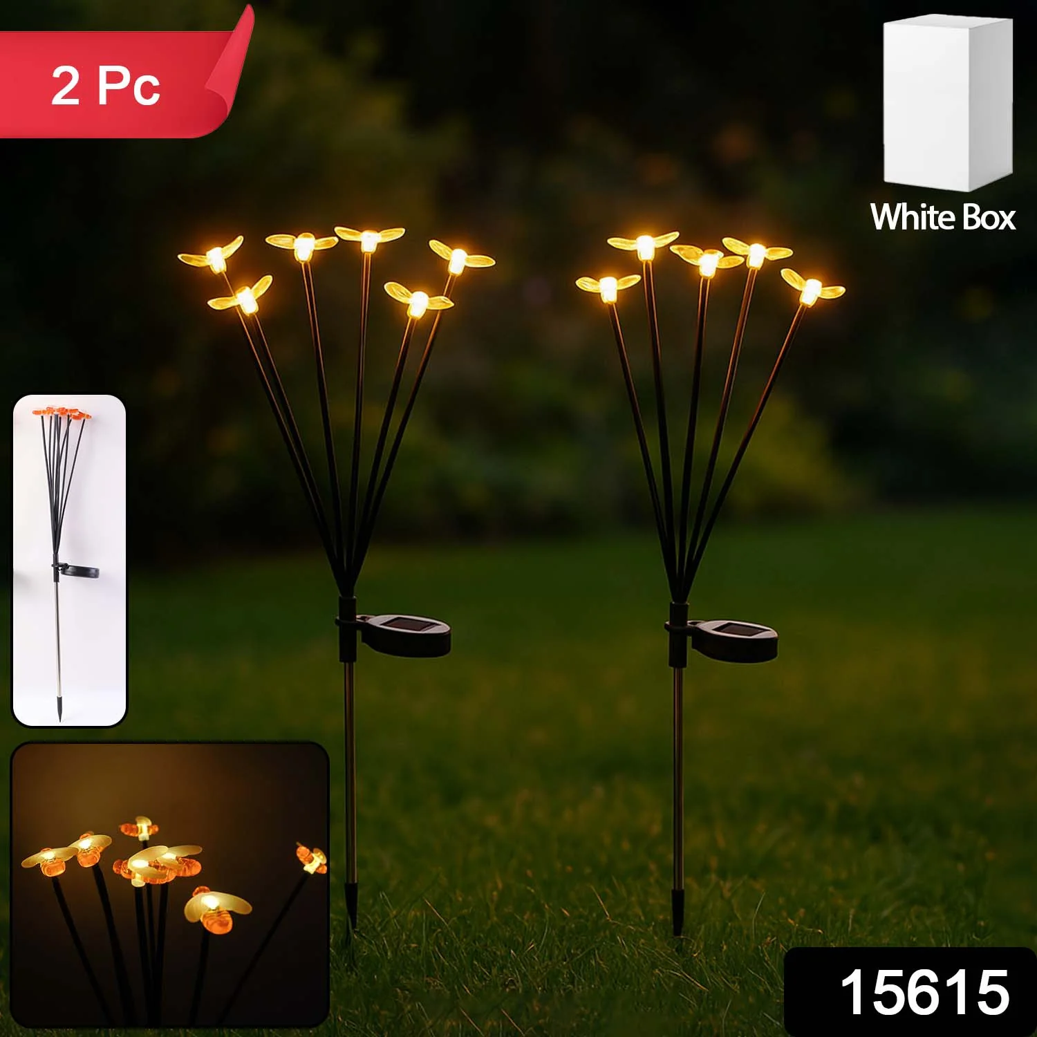 Premium Solar-Powered Decorative Firefly Garden Light (2 Pc Set) - Image 2
