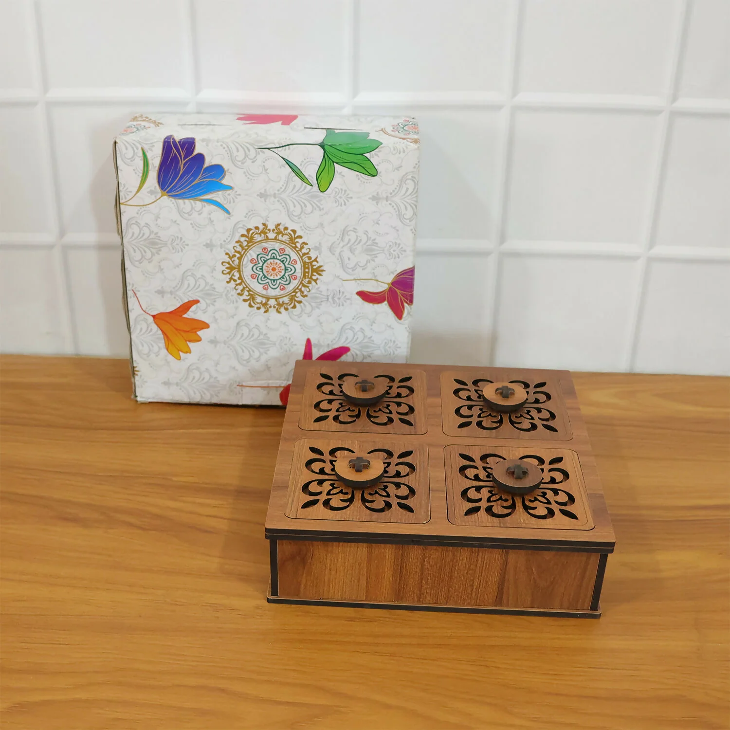 Premium Square Decorative Dry Fruit & Mukhwas Storage Box - Image 6