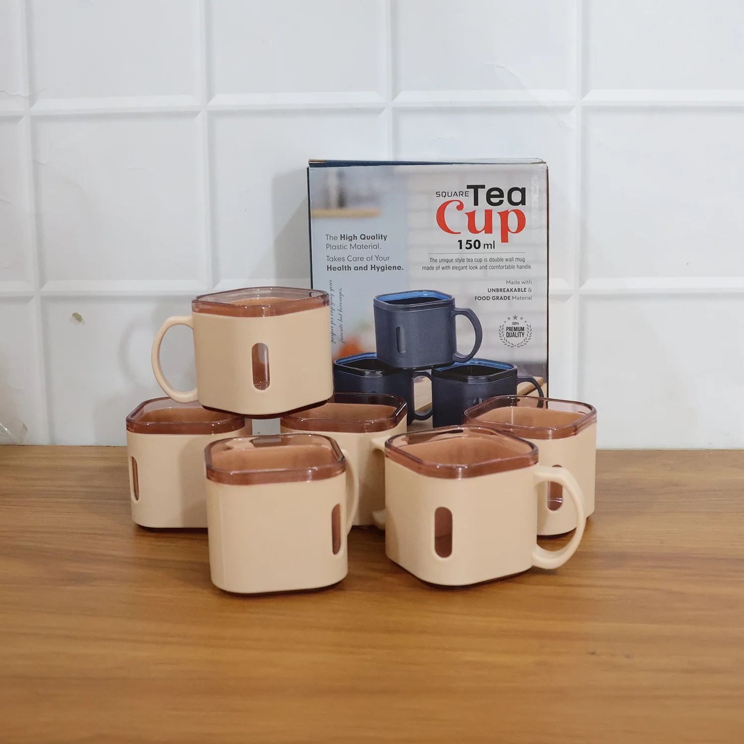 Premium Square Shape Tea Cup Set – 6-Piece (150 ML) - Image 9