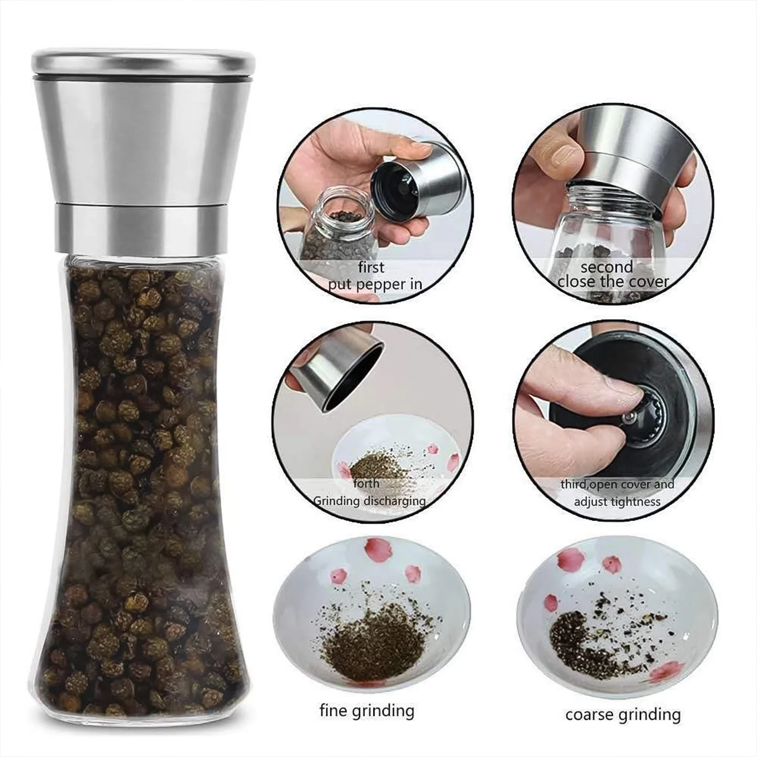 Premium Stainless Steel & Glass Manual Spice Grinder (1 Pc) - Image 3