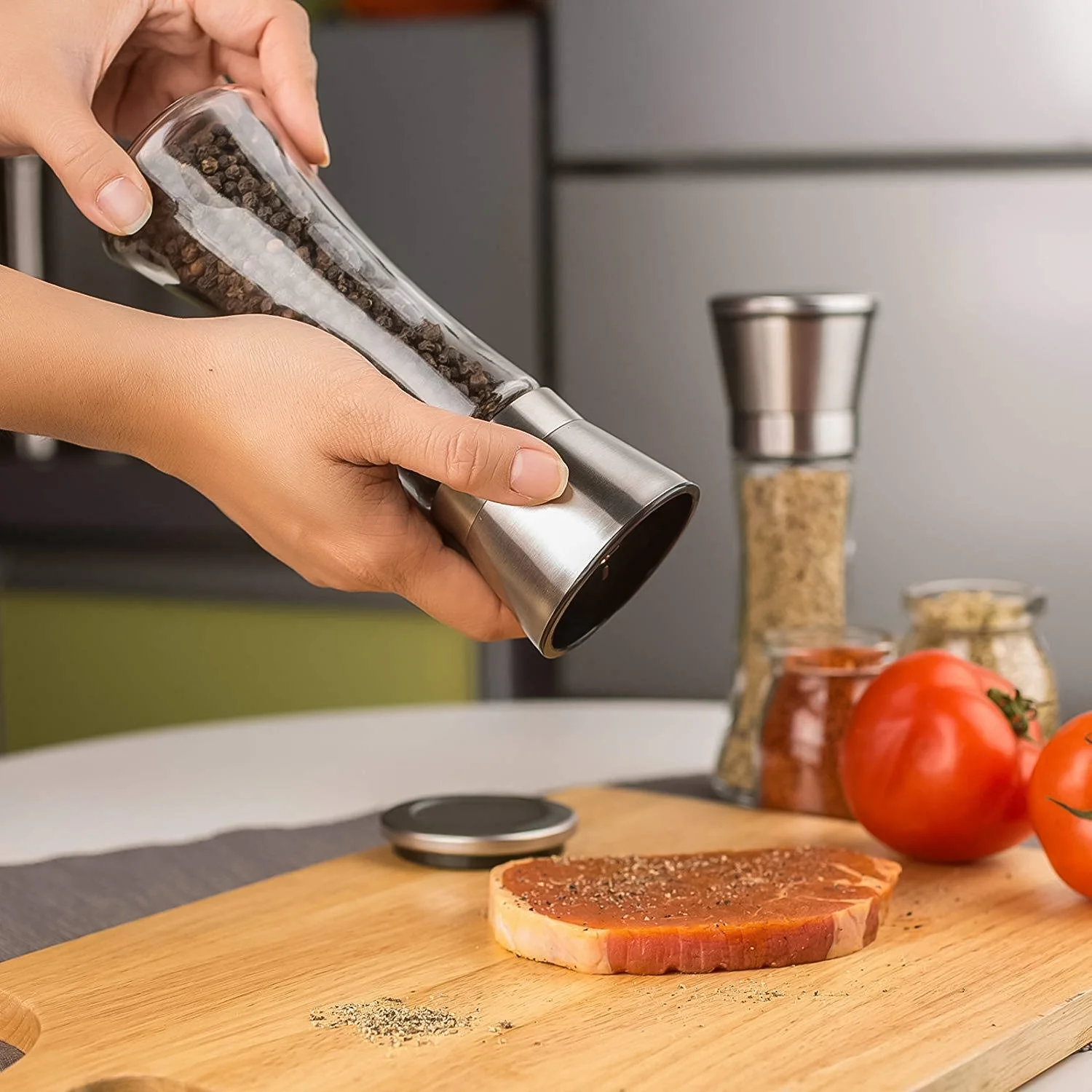 Premium Stainless Steel & Glass Manual Spice Grinder (1 Pc) - Image 7