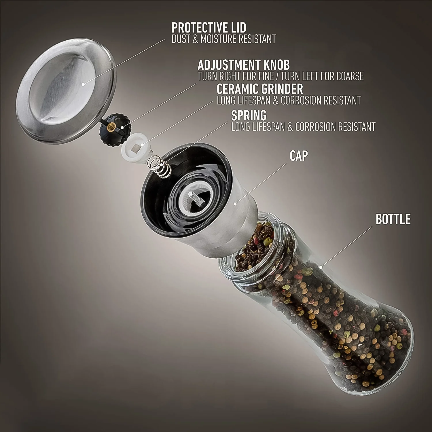 Premium Stainless Steel & Glass Manual Spice Grinder (1 Pc) - Image 8