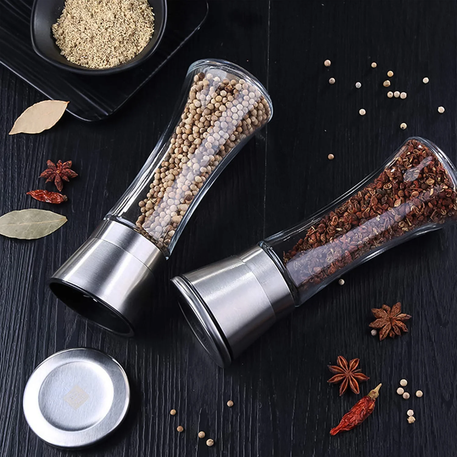 Premium Stainless Steel & Glass Manual Spice Grinder (1 Pc) - Image 9
