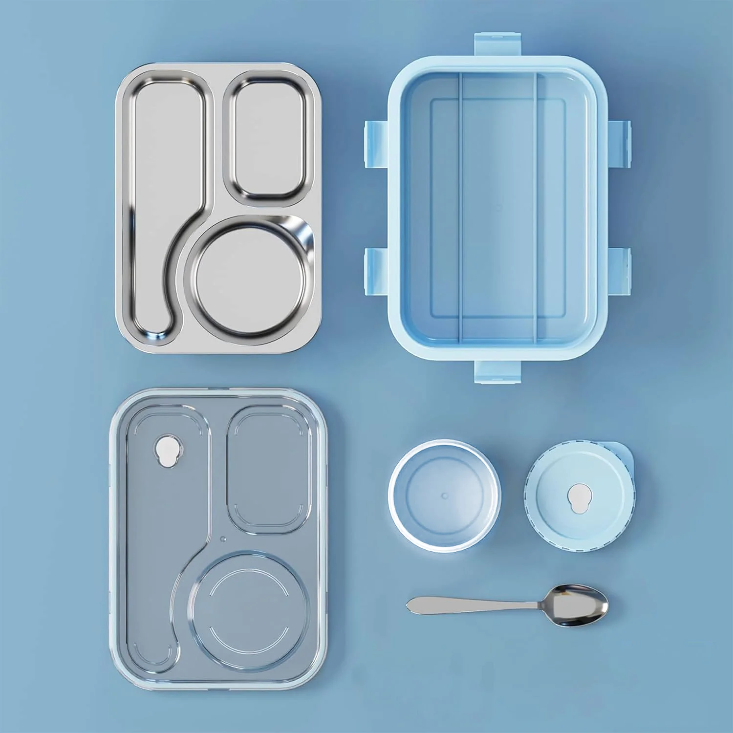 Premium Stainless Steel Compartment Lunch Box 1 Set - Image 3