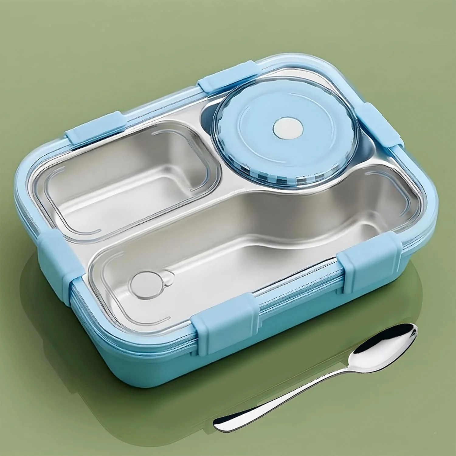 Premium Stainless Steel Compartment Lunch Box 1 Set - Image 4