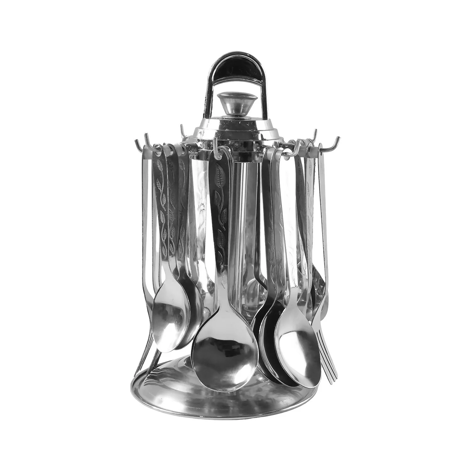 Premium Stainless Steel Cutlery Set with Revolving Stand – 25 Pc Set - Image 6