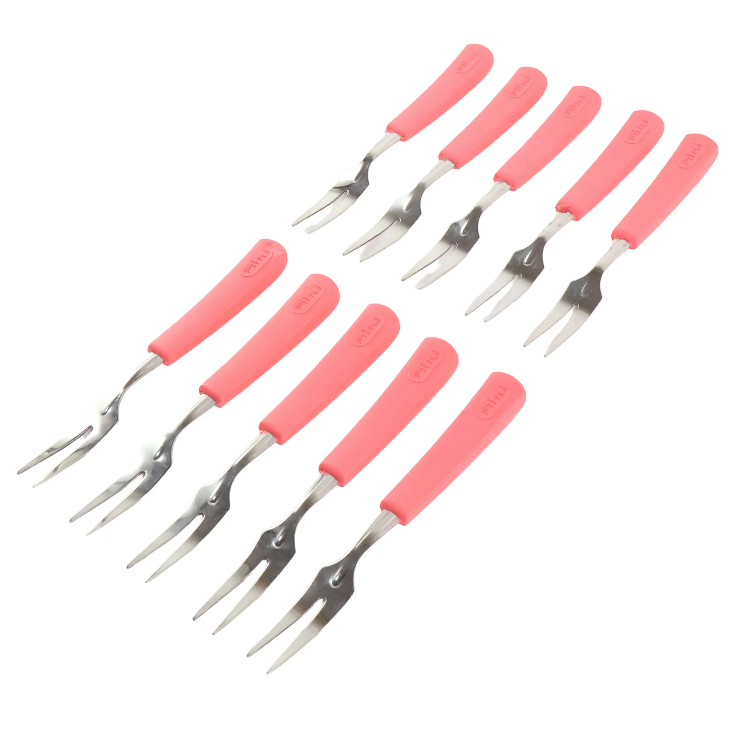 Premium Stainless Steel Fruit Fork Set – 10 Pieces with Soft Non-Slip Handle - Image 5