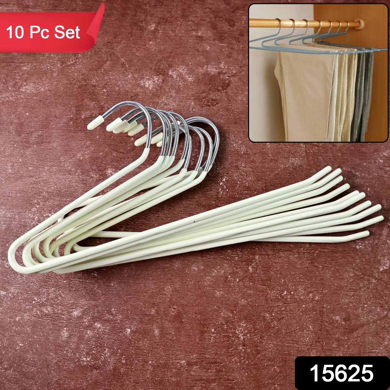 stainless steel Hangers with Silicone Cover Chrome Hook for Clothes (10 Pc / Set) - Image 2