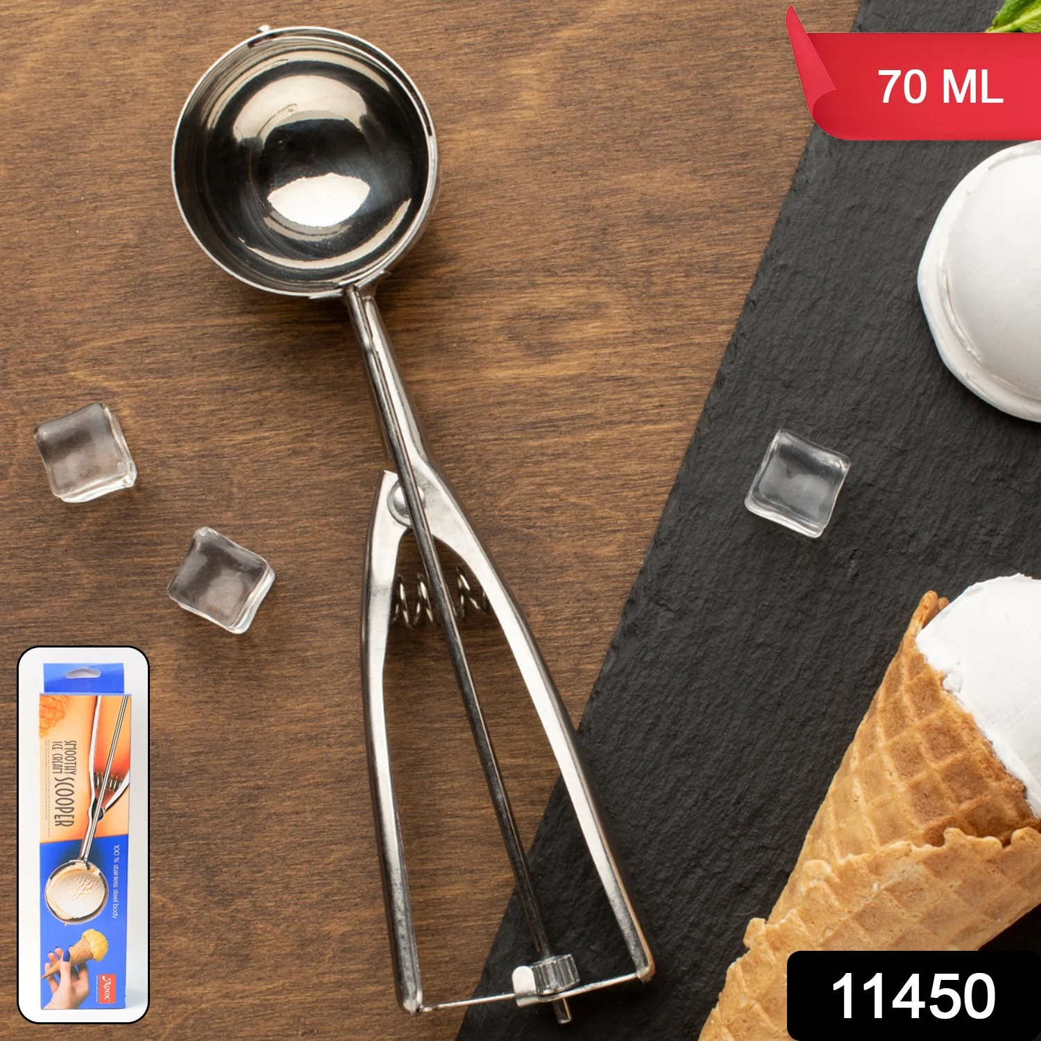 Premium Stainless Steel Ice Cream Scoop with Trigger Release –Approx 70 ML Capacity - Image 2