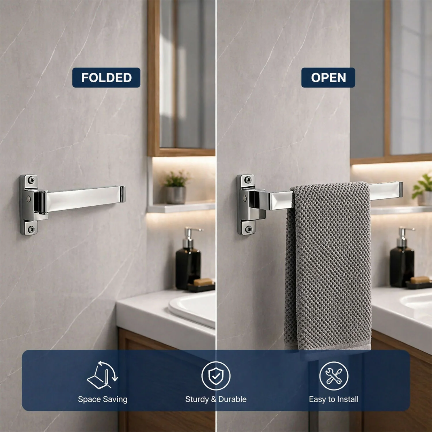 Premium Stainless Steel Napkin Hanger Wall Mounted Holder with Chrome Finish - Image 3