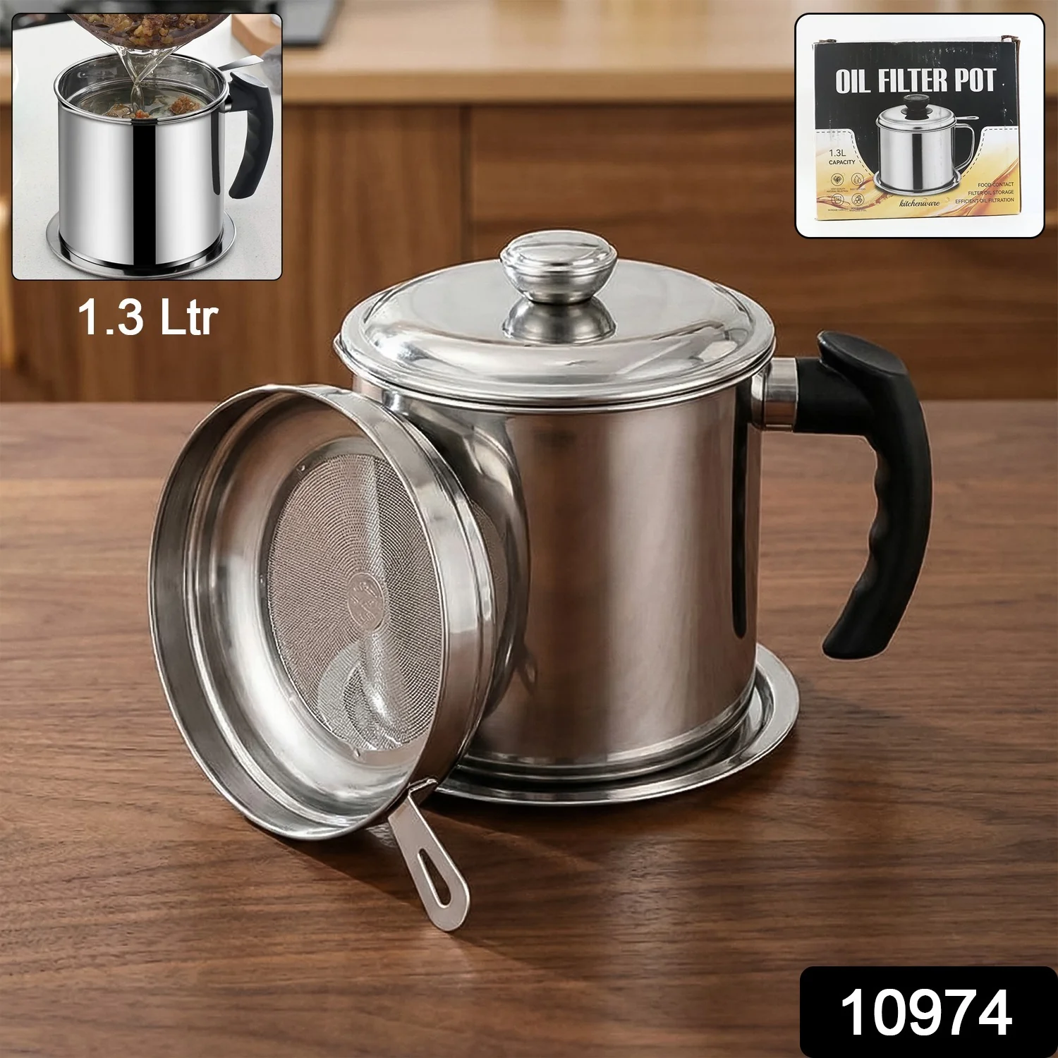 Premium Stainless Steel Oil Filter Pot (1.3 Ltr) - Image 2