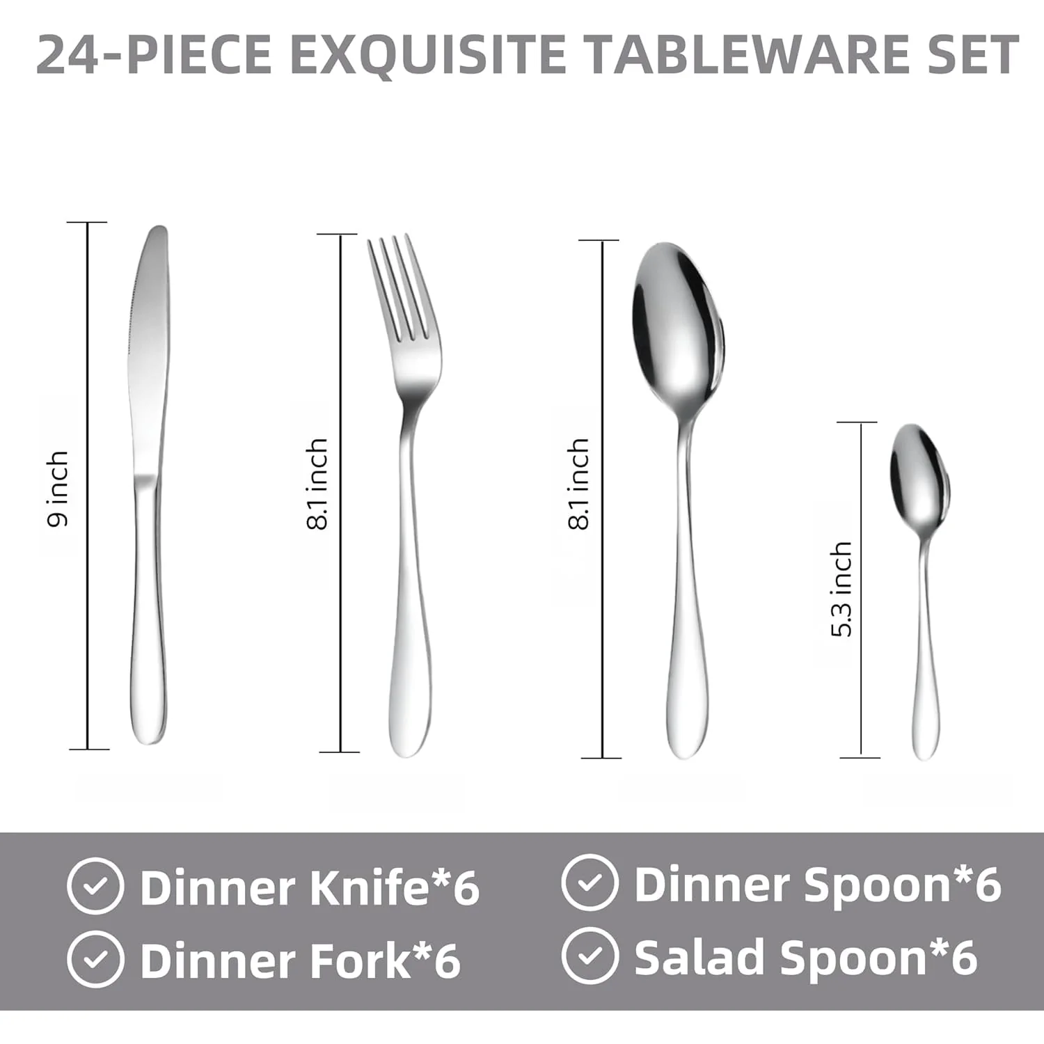 Premium Stainless Steel Polished Cutlery Set (24 Pc) - Image 10