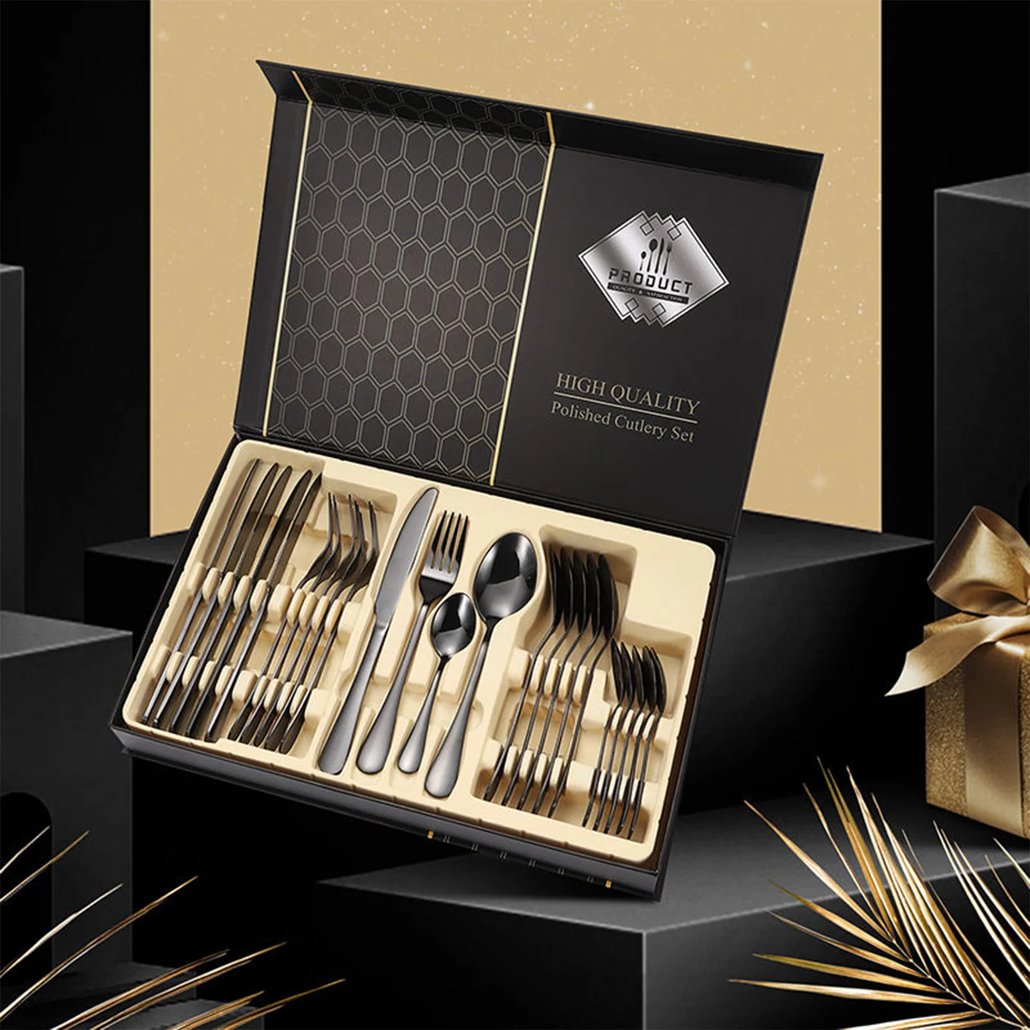 Premium Stainless Steel Polished Cutlery Set (24 Pc) - Image 11