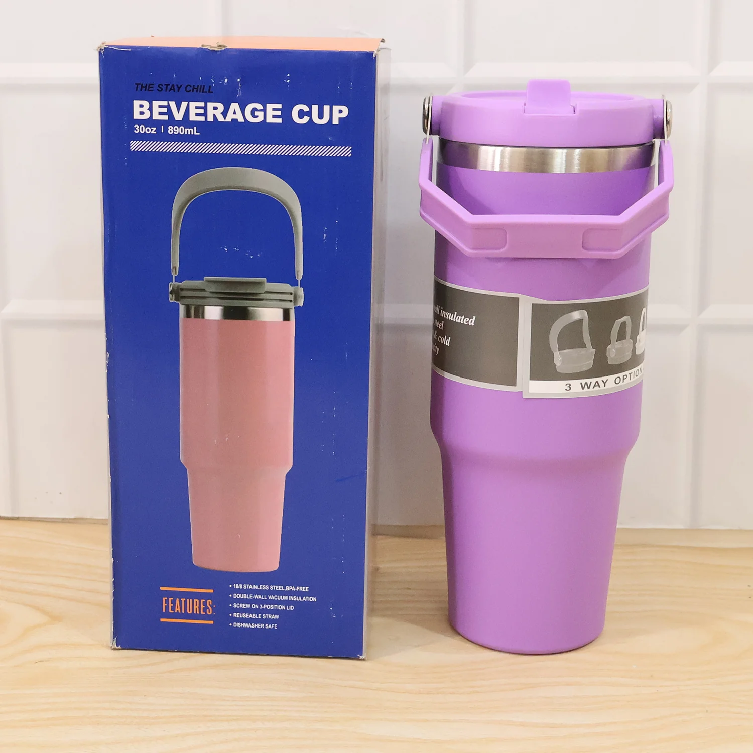 Premium Stainless Steel Vacuum Insulated Travel Mug Tumbler  (890ML / 1 Pc / Mix Color) - Image 9