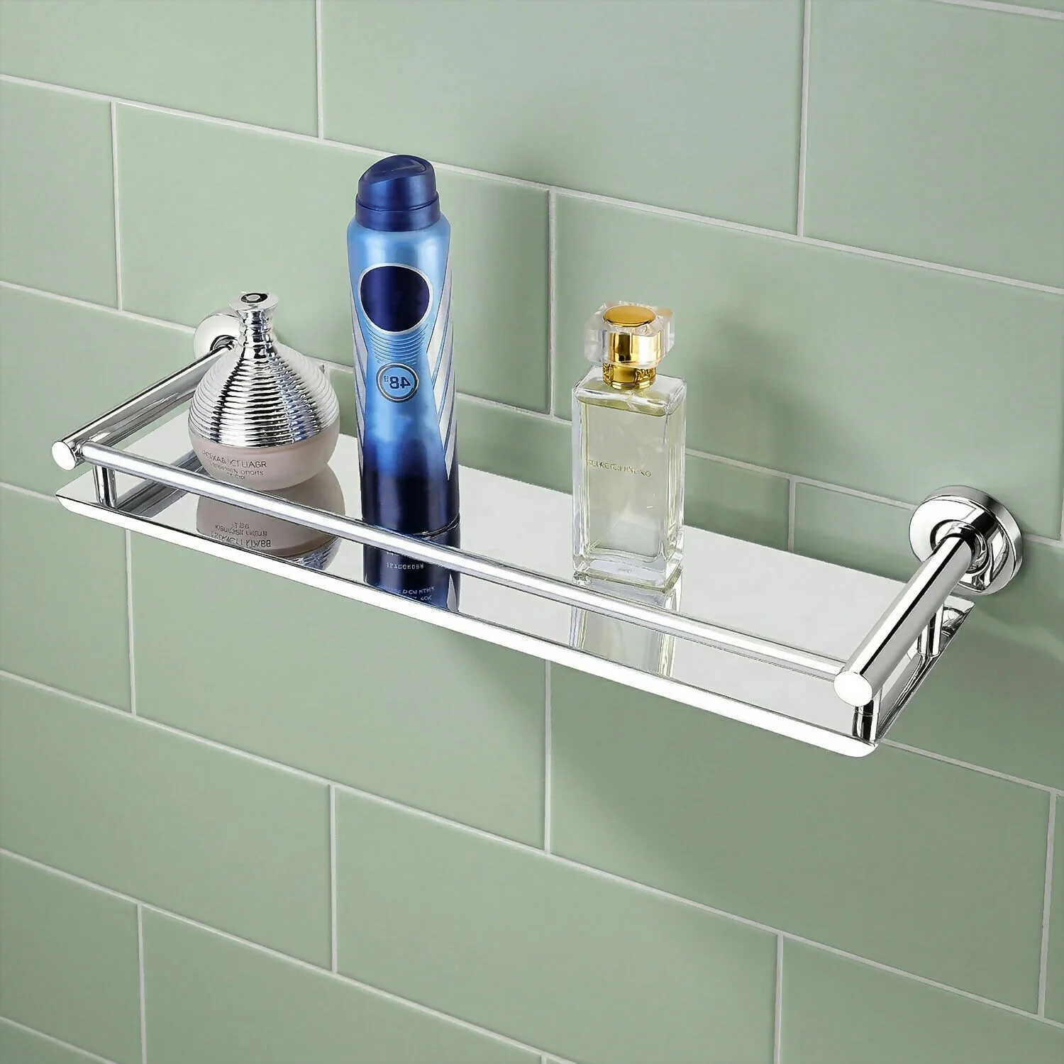 Premium Stainless Steel Wall Mounted Bathroom Shelf Rack Organizer - Image 3