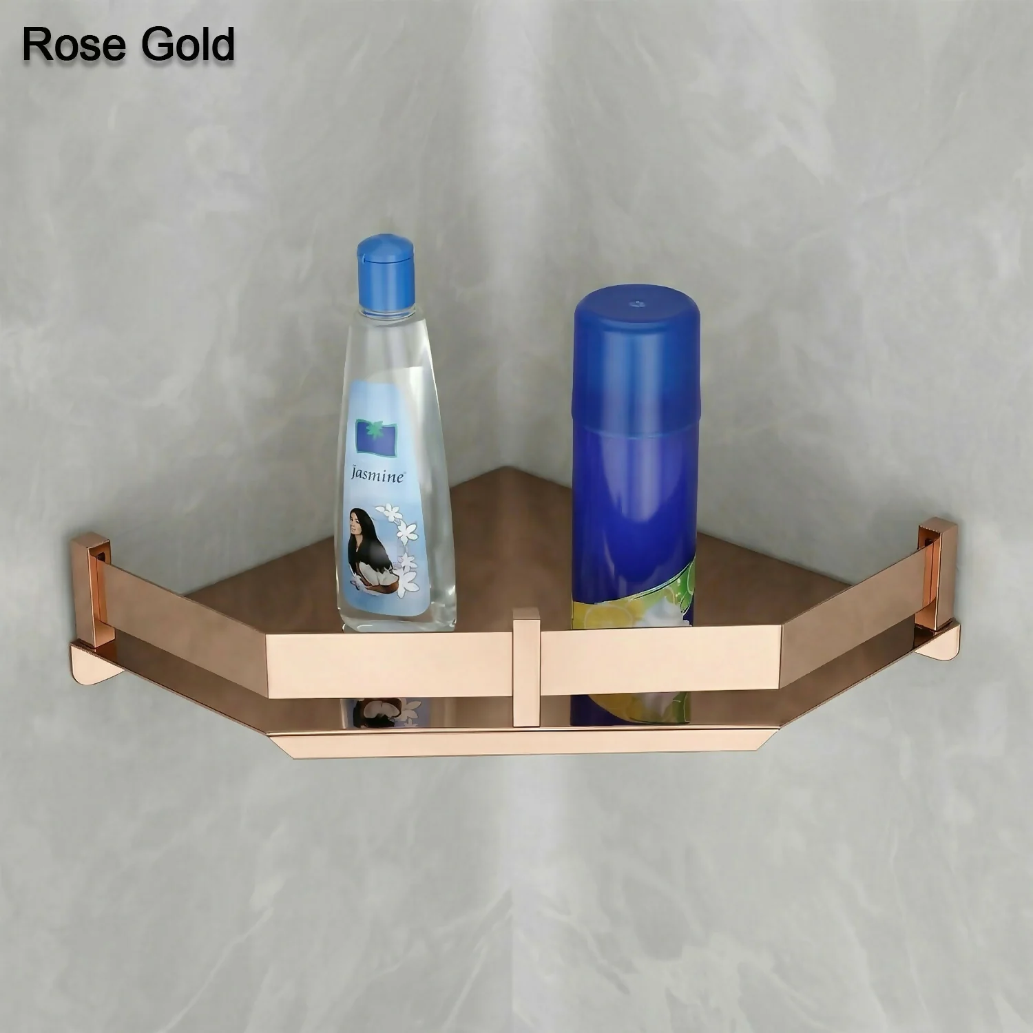 Premium Stainless Steel Wall Mounted Corner Shelf 9x9 Bathroom Organizer Rack - Image 4