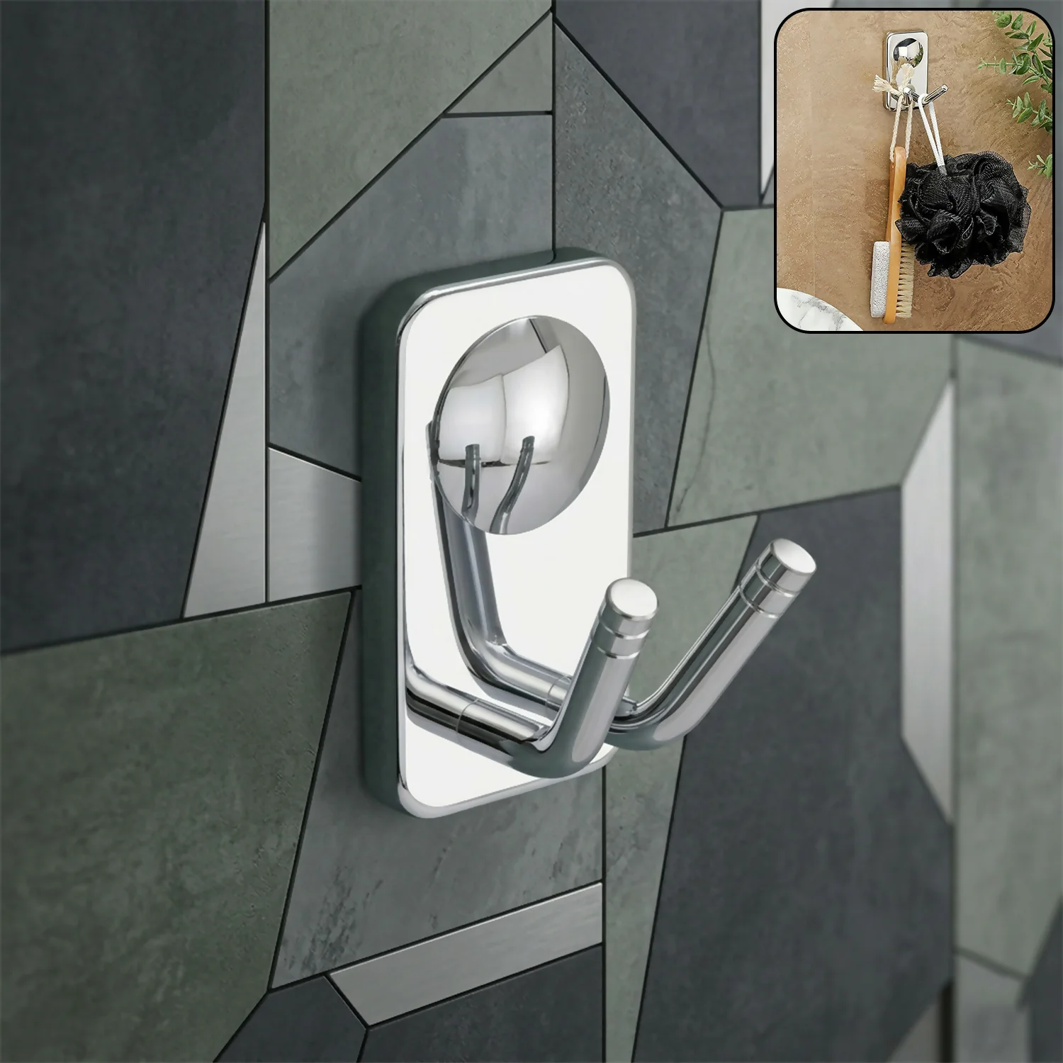 Premium Stainless Steel Wall Mounted Double Towel Hook for Bathroom