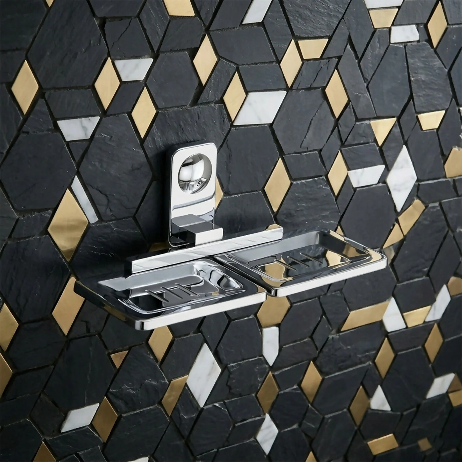 Premium Stainless Steel Wall Mounted Soap Dish with Double Compartments - Image 2