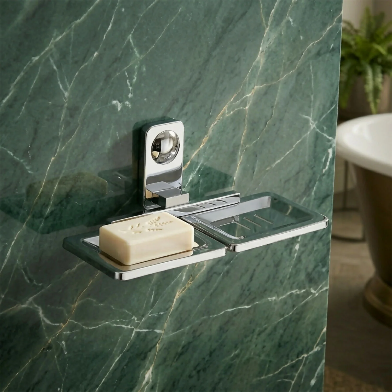 Premium Stainless Steel Wall Mounted Soap Dish with Double Compartments - Image 3