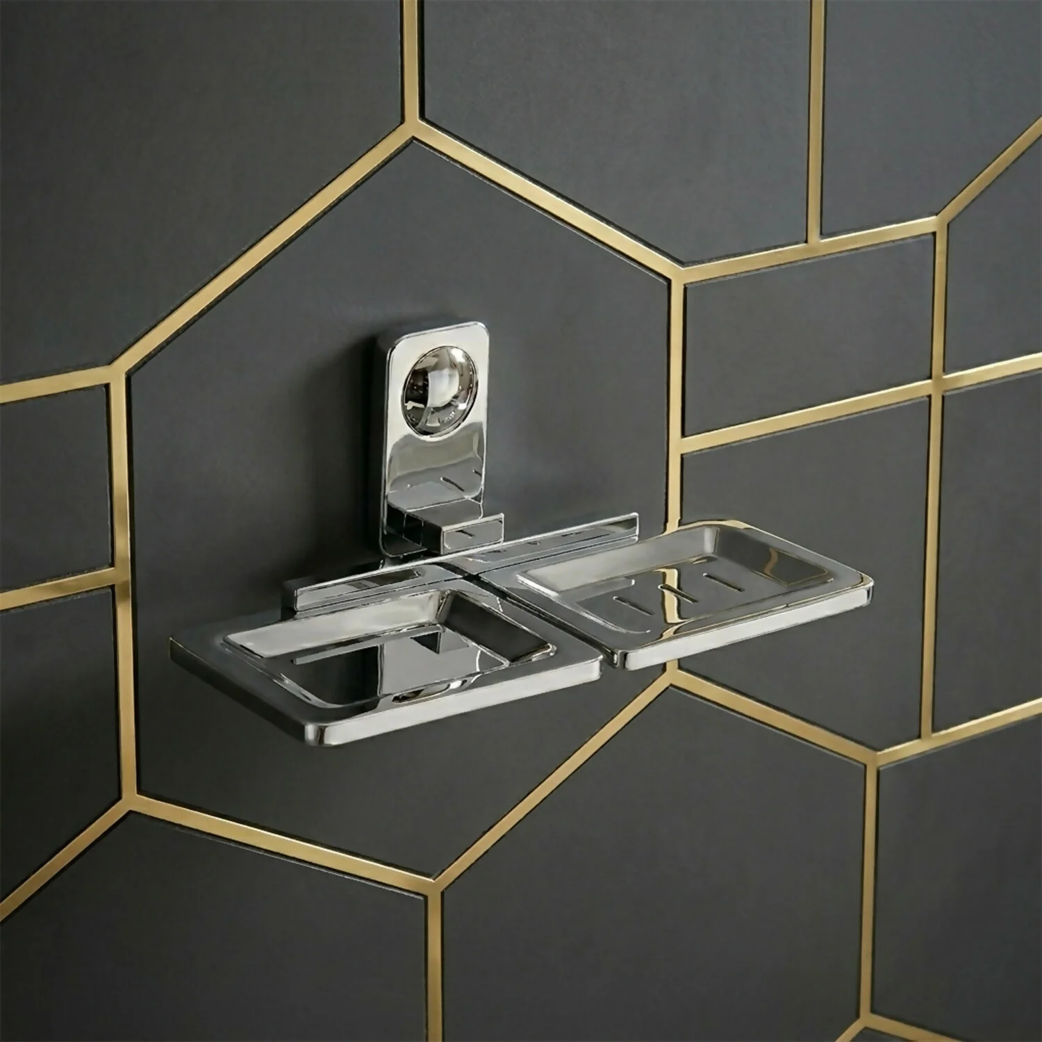 Premium Stainless Steel Wall Mounted Soap Dish with Double Compartments - Image 4