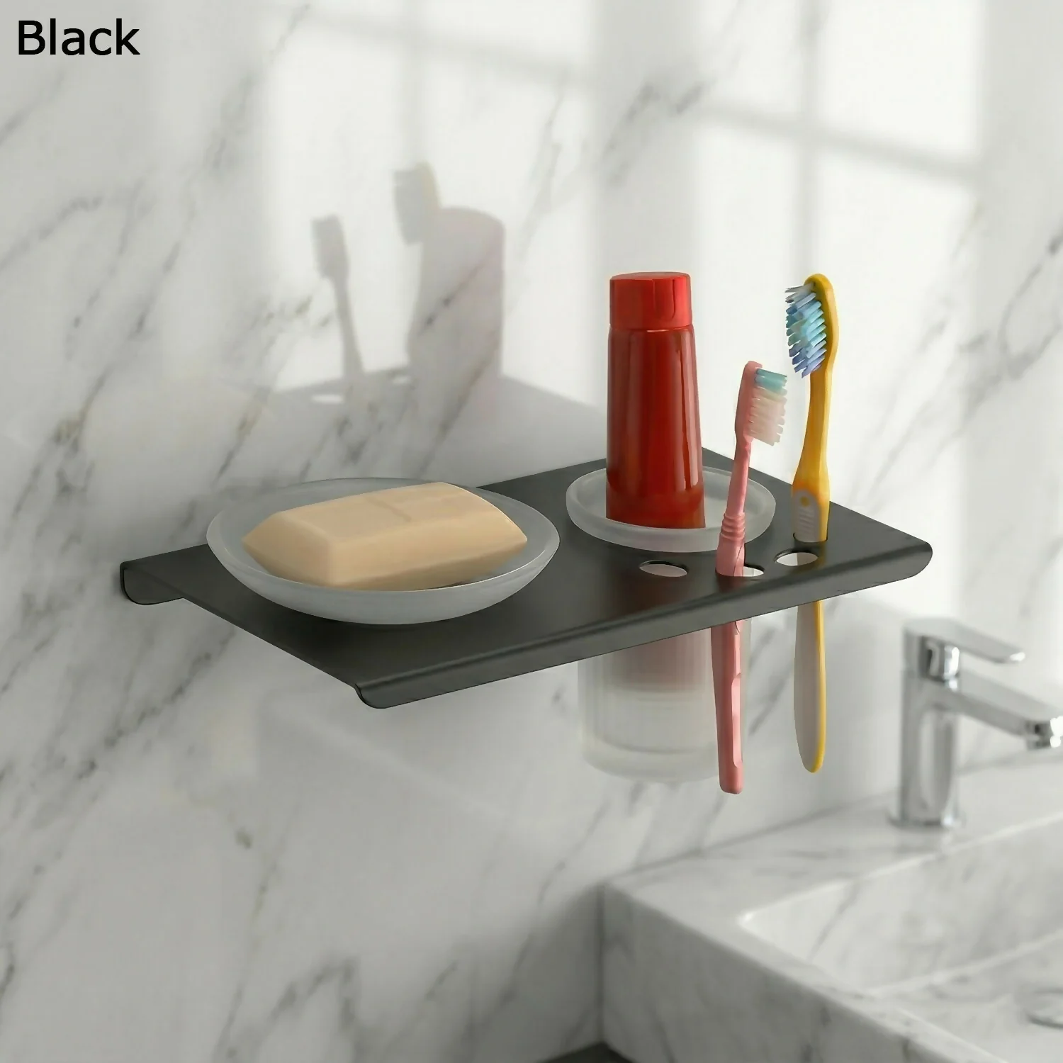 Premium Stainless Steel Wall Mounted Soap Dish with Toothbrush Holder Organizer - Image 3