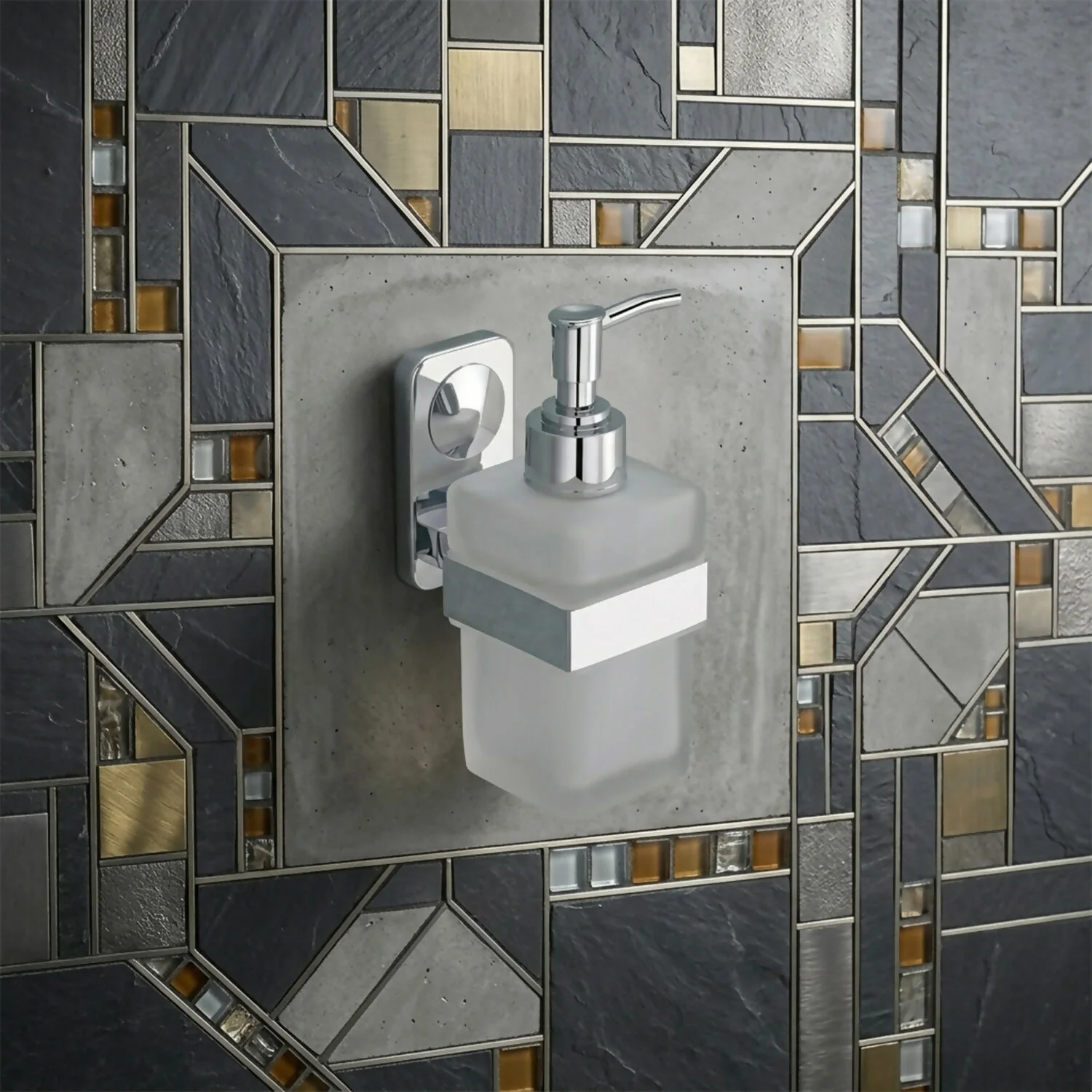 Premium Stainless Steel Wall Mounted Soap Dispenser with Frosted Glass Bottle - Image 2