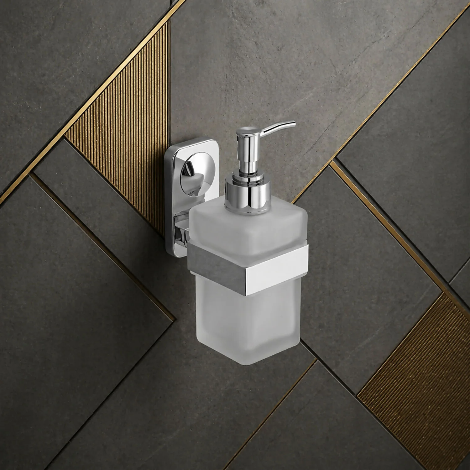 Premium Stainless Steel Wall Mounted Soap Dispenser with Frosted Glass Bottle - Image 3