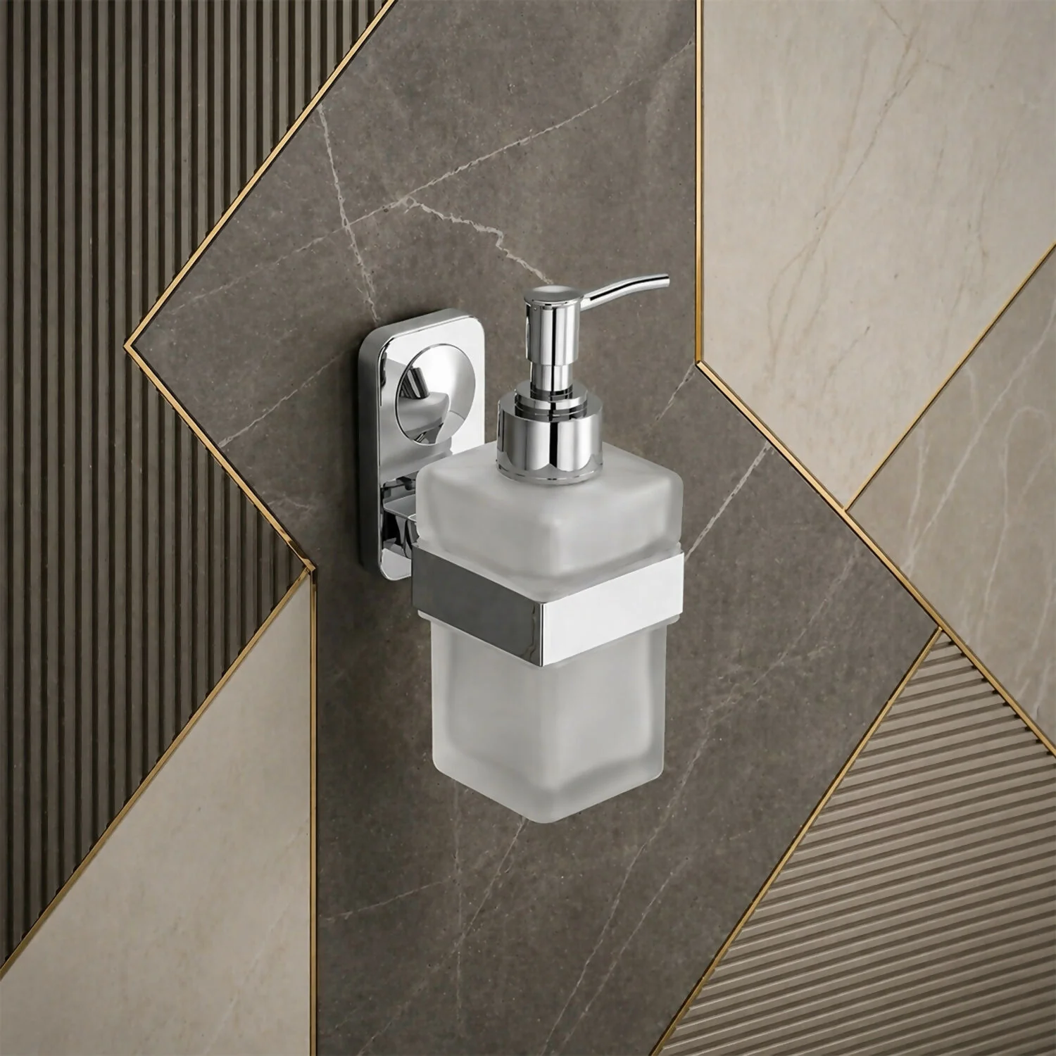 Premium Stainless Steel Wall Mounted Soap Dispenser with Frosted Glass Bottle - Image 4