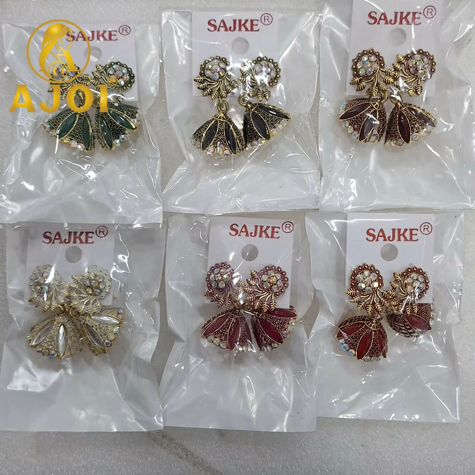 Premium Stone & Enamel Earrings(Set of 6) - Image 4