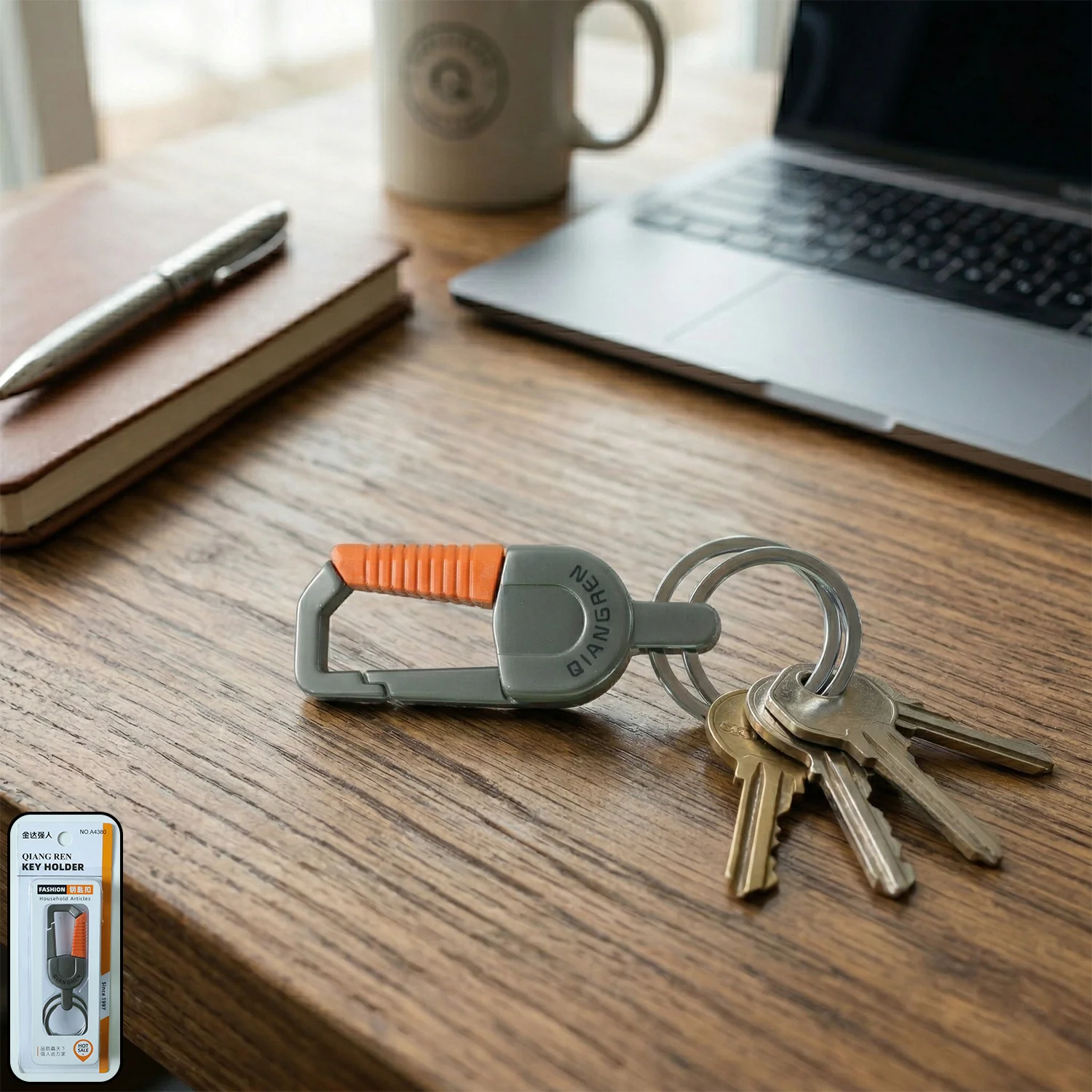 Premium Stylish Metal Key Holder with Safety Lock Clip Keychain (1 Pc)