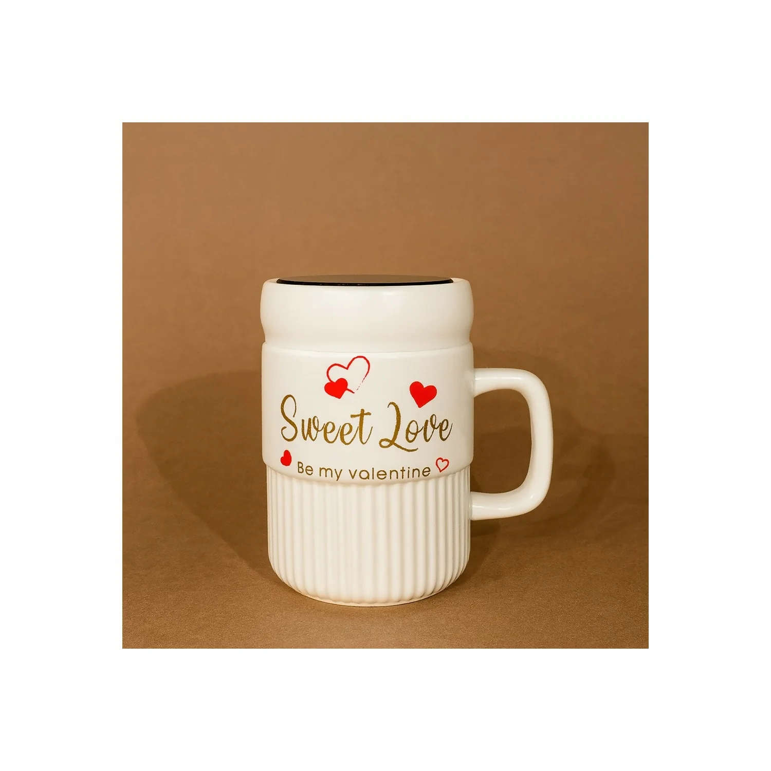 Premium Sweet Love Ceramic Mug with Lid & Spoon | Romantic Valentine Gift Cup for Couples | Leak-Resistant Lid, Large Capacity Coffee/Tea Mug | “Sweet Love” & “You & Me” Printed Heart Design | Microwave Safe | Ideal for Gifting - Image 2