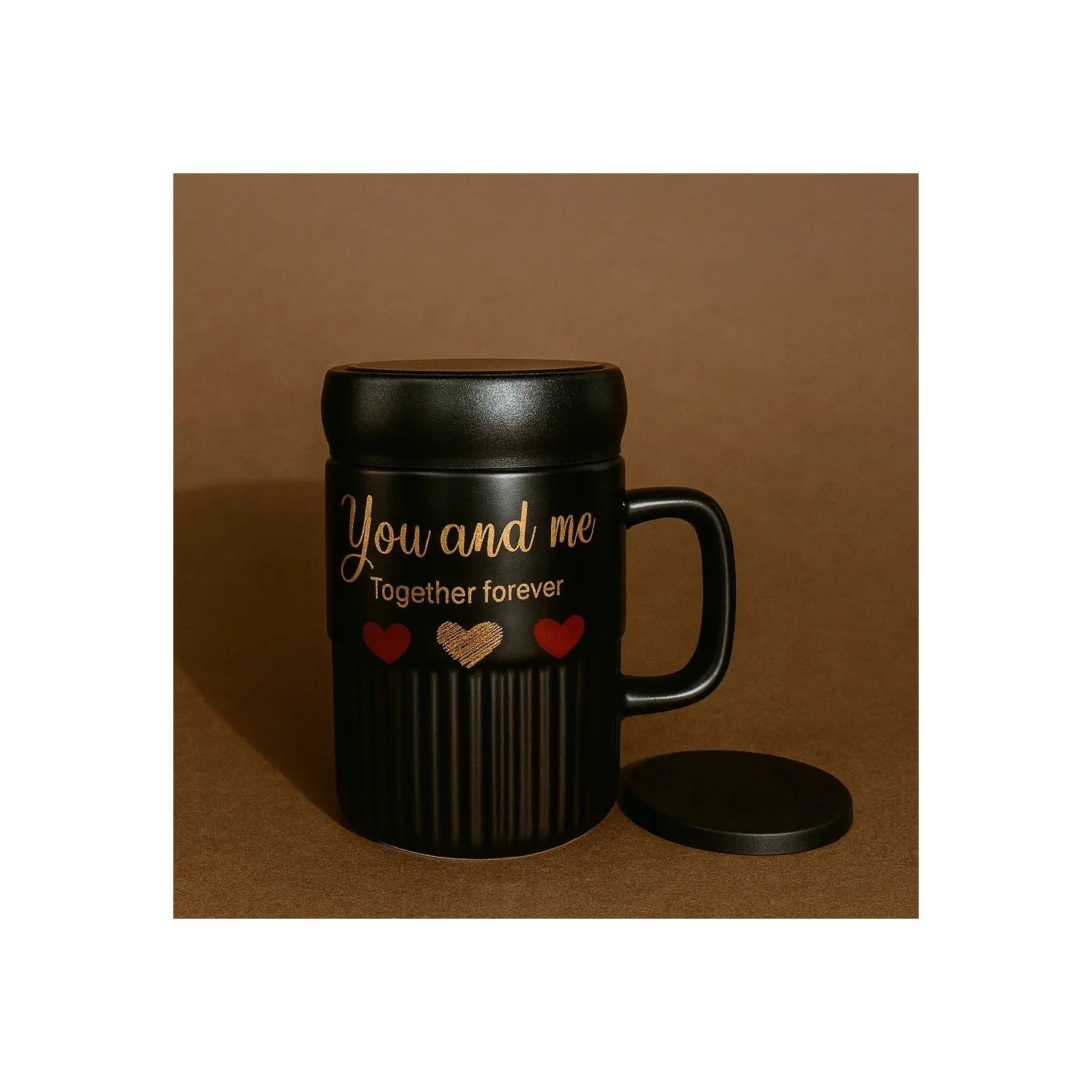 Premium Sweet Love Ceramic Mug with Lid & Spoon | Romantic Valentine Gift Cup for Couples | Leak-Resistant Lid, Large Capacity Coffee/Tea Mug | “Sweet Love” & “You & Me” Printed Heart Design | Microwave Safe | Ideal for Gifting - Image 4