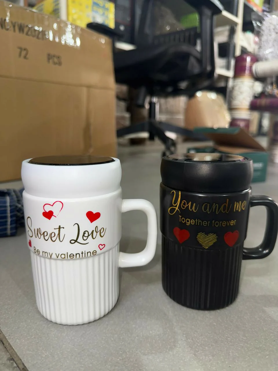 Premium Sweet Love Ceramic Mug with Lid & Spoon | Romantic Valentine Gift Cup for Couples | Leak-Resistant Lid, Large Capacity Coffee/Tea Mug | “Sweet Love” & “You & Me” Printed Heart Design | Microwave Safe | Ideal for Gifting - Image 7