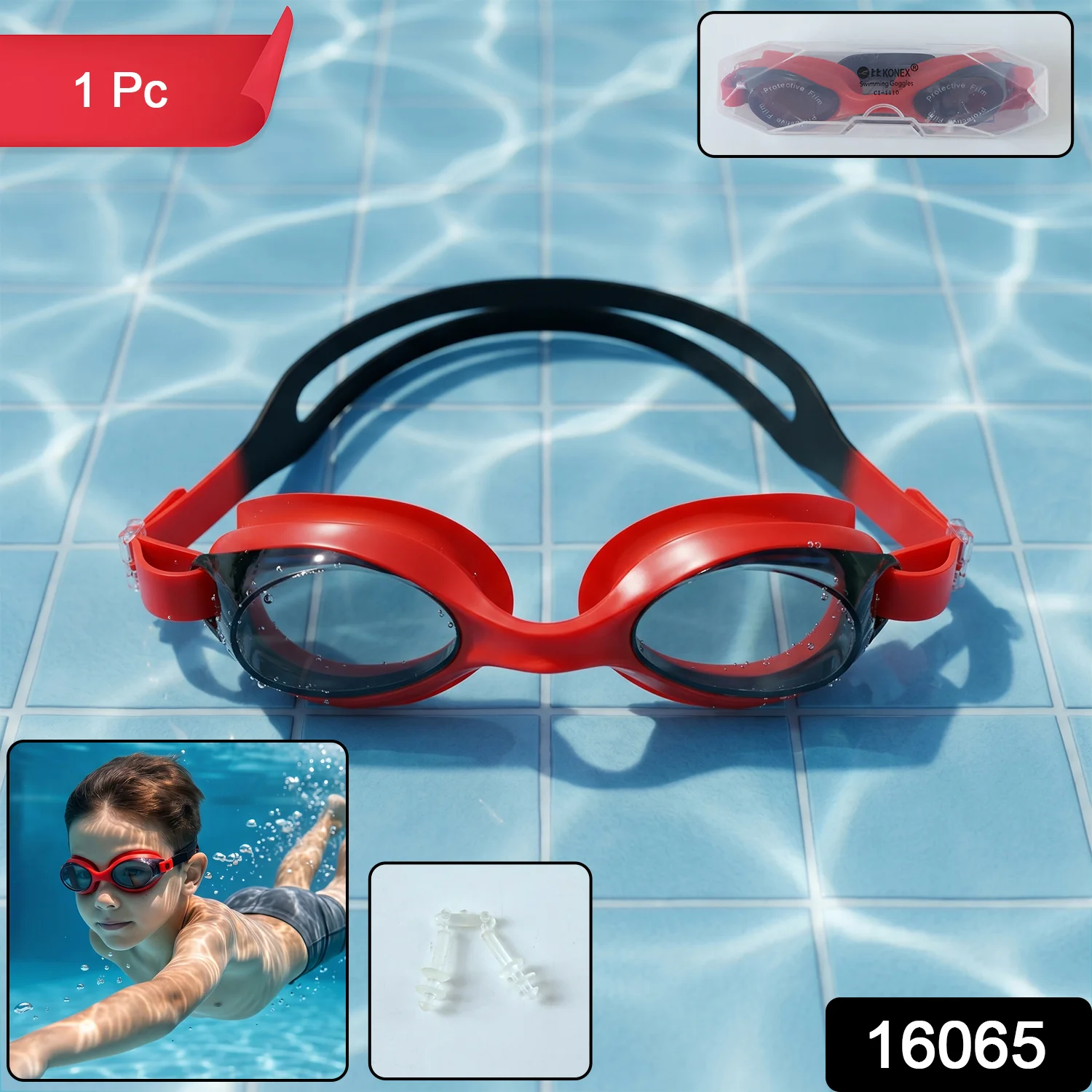 Premium Swimming Goggles with Adjustable Strap (1 Pc) - Image 2