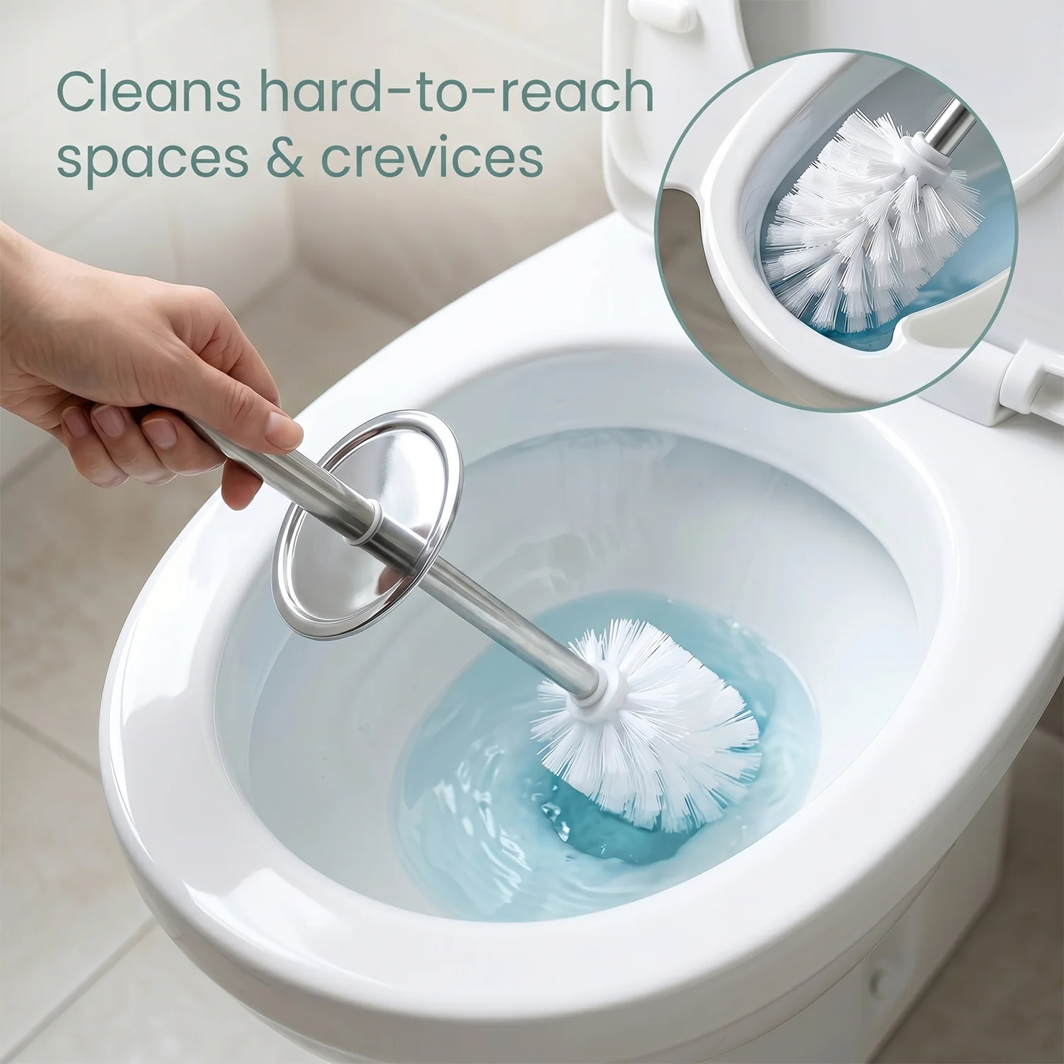 Premium Toilet Cleaning Brush with Holder Set (1 Pc) - Image 3